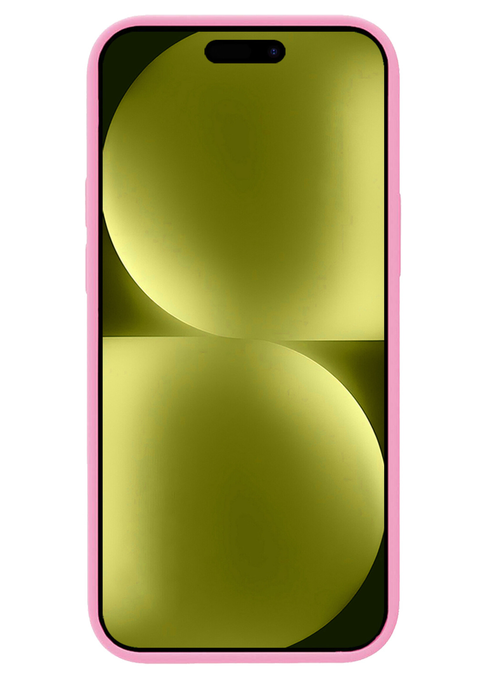 LUQ Hoesje Geschikt voor iPhone 15 Plus Hoesje Siliconen Case Met 2x Screenprotector - Hoes Geschikt voor iPhone 15 Plus Hoes Siliconen - Lichtroze