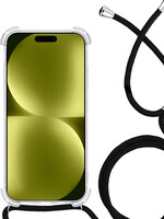 LUQ LUQ iPhone 15 Plus Hoesje Transparant Shockproof Met Zwart Koord