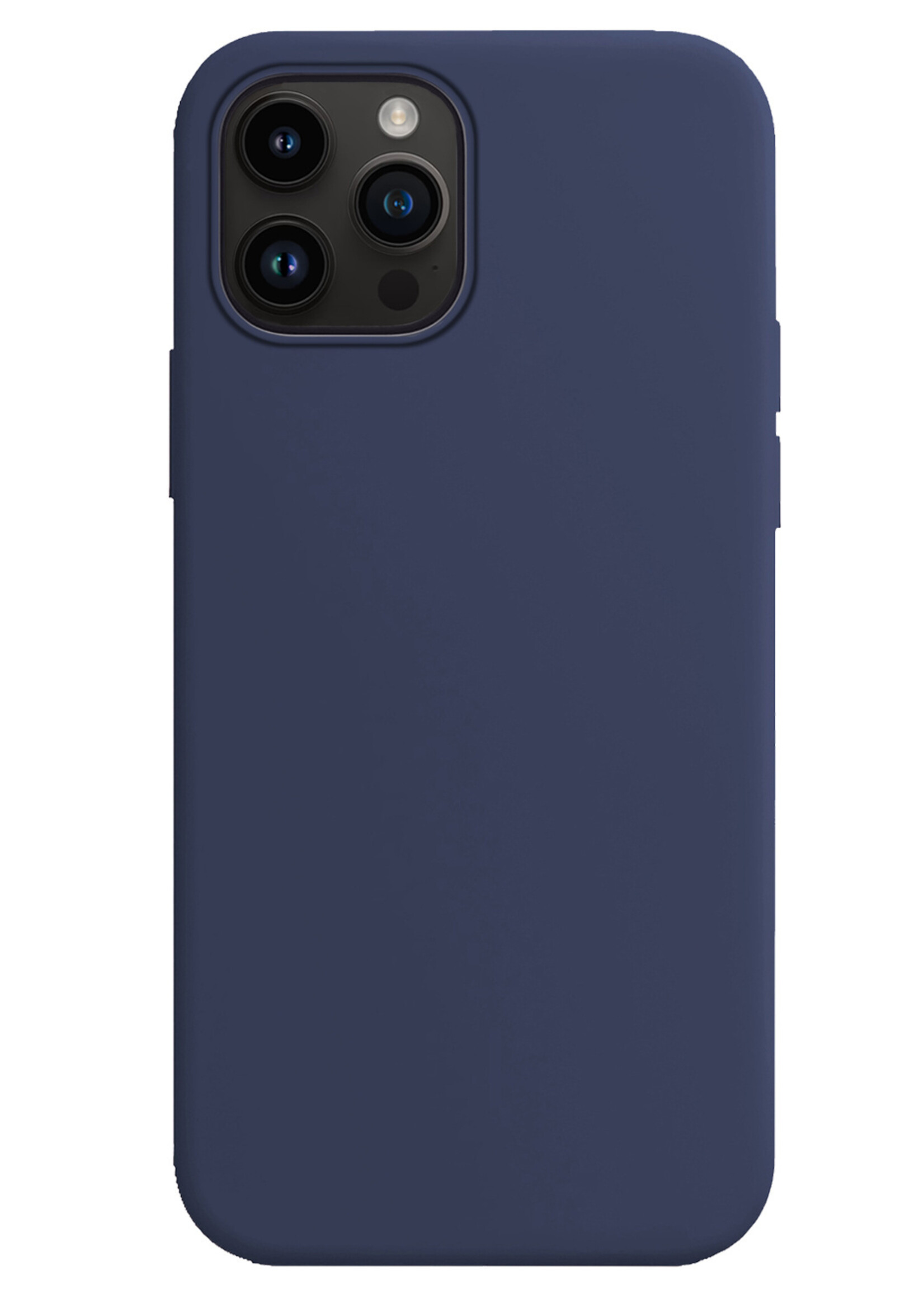 LUQ Hoesje Geschikt voor iPhone 15 Pro Hoesje Siliconen Case Met 2x Screenprotector - Hoes Geschikt voor iPhone 15 Pro Hoes Siliconen - Donkerblauw