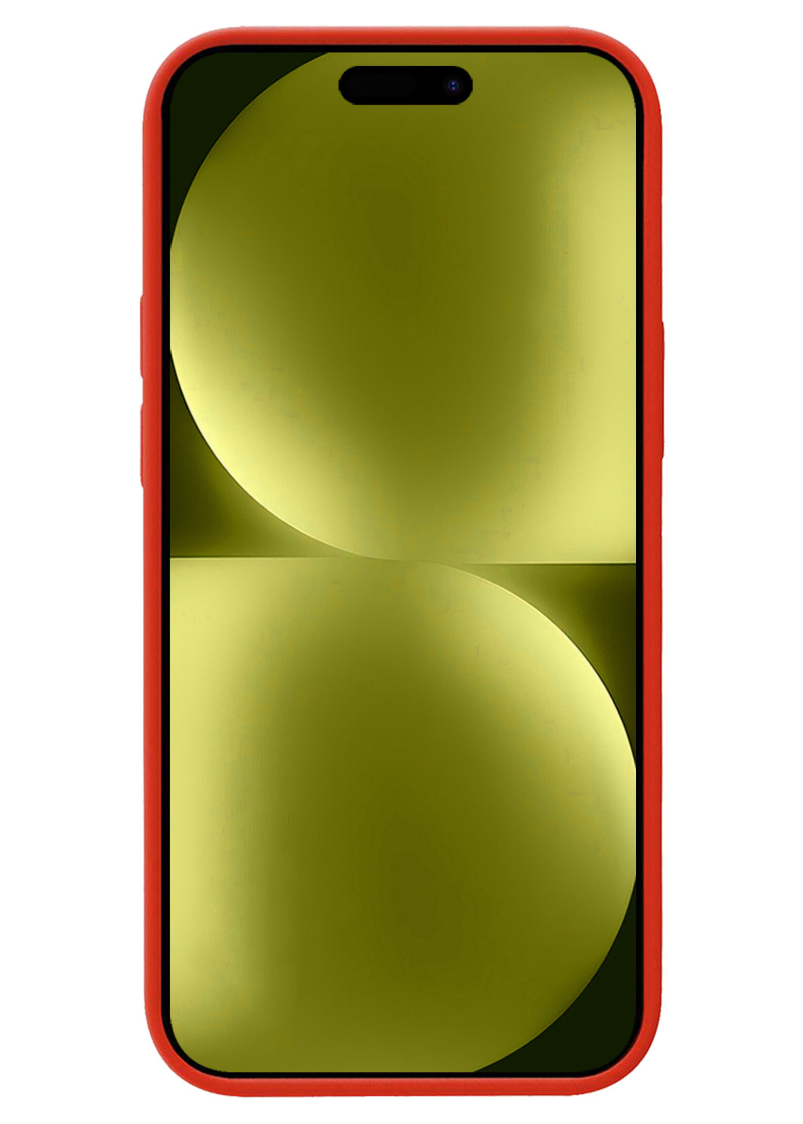 LUQ Hoesje Geschikt voor iPhone 15 Pro Hoesje Siliconen Case Met 2x Screenprotector - Hoes Geschikt voor iPhone 15 Pro Hoes Siliconen - Rood