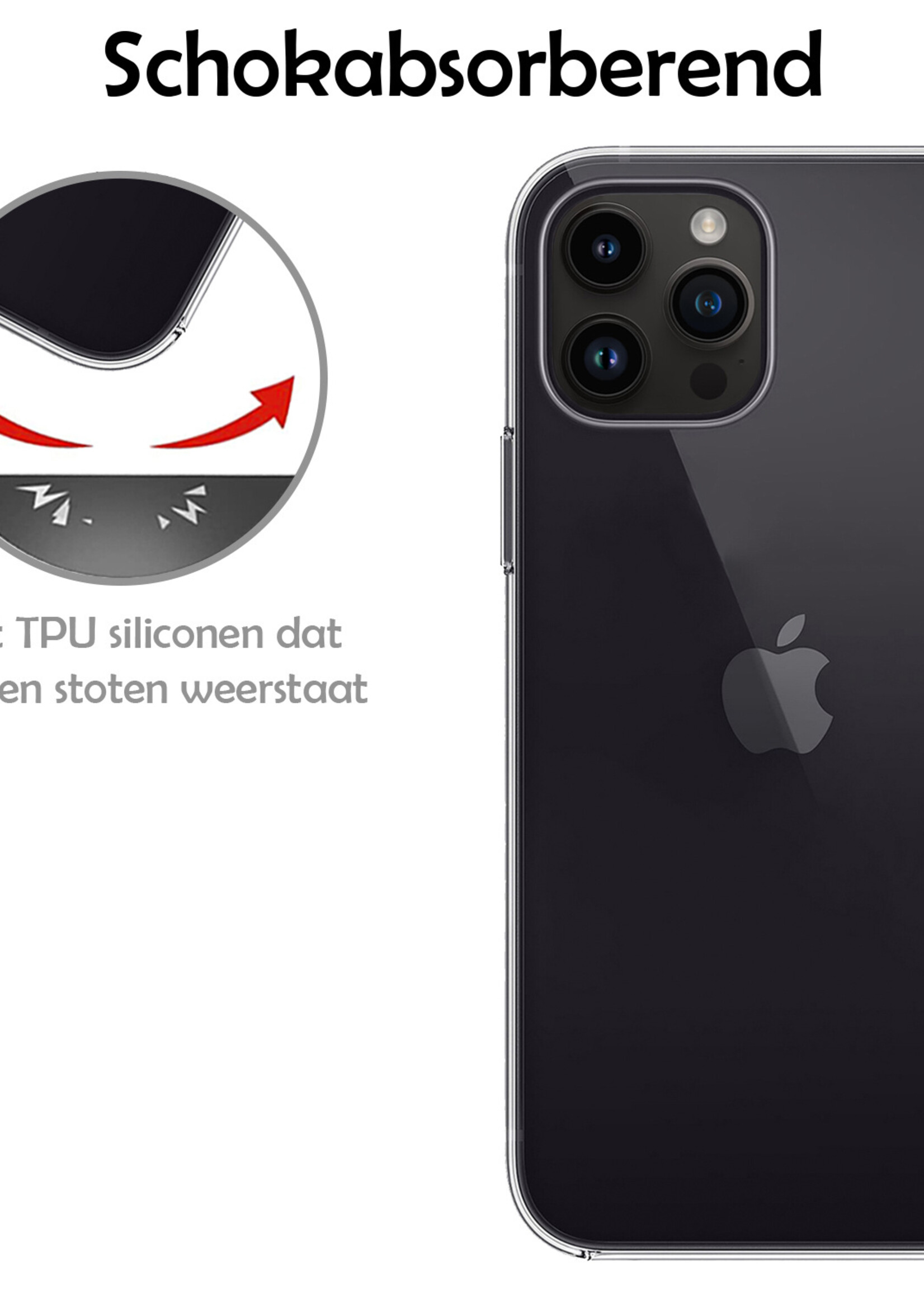 LUQ Hoesje Geschikt voor iPhone 15 Pro Hoesje Siliconen Case Met 2x Screenprotector - Hoes Geschikt voor iPhone 15 Pro Hoes Siliconen - Transparant
