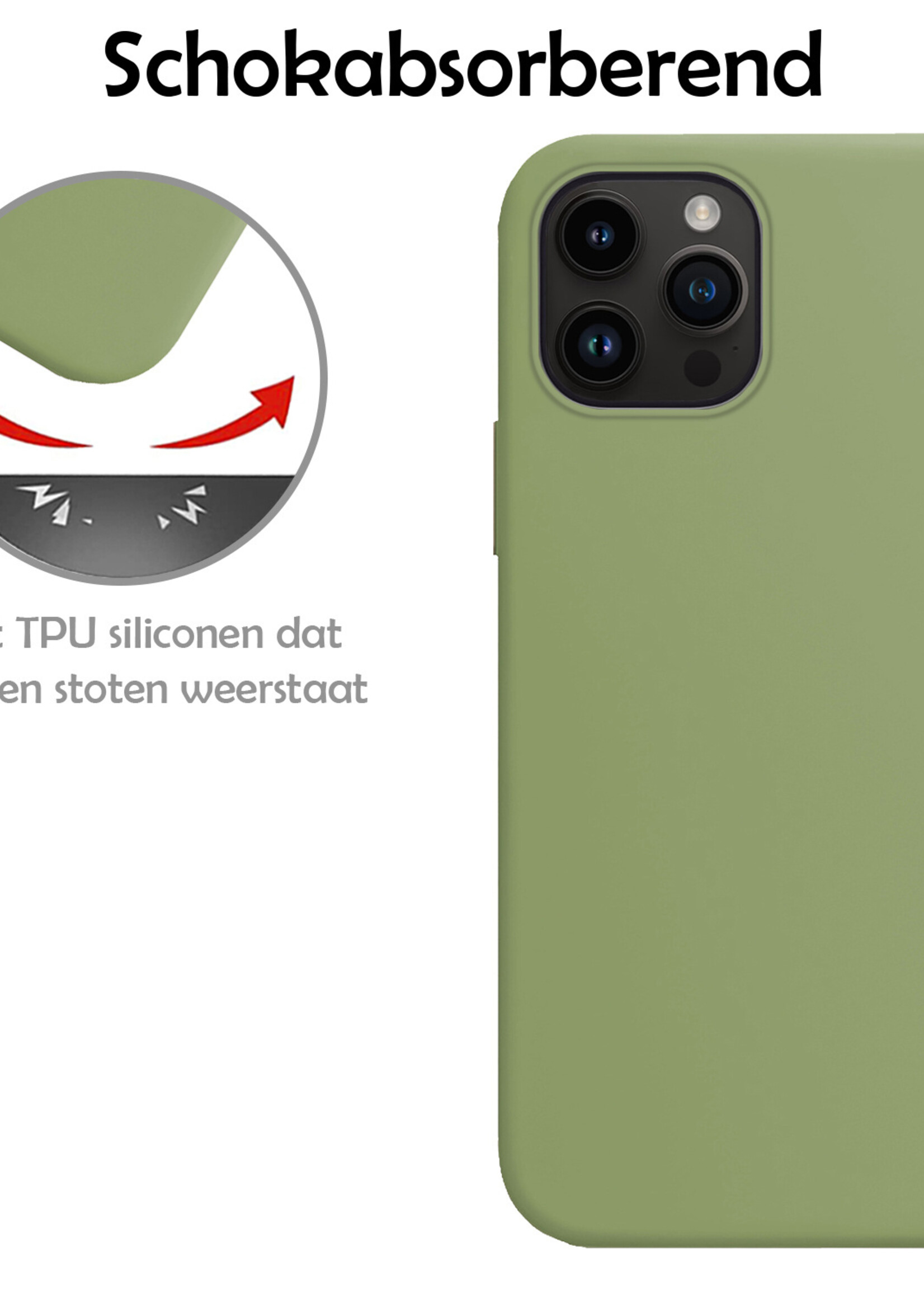 LUQ Hoesje Geschikt voor iPhone 15 Pro Max Hoesje Siliconen Case Met 2x Screenprotector - Hoes Geschikt voor iPhone 15 Pro Max Hoes Siliconen - Groen