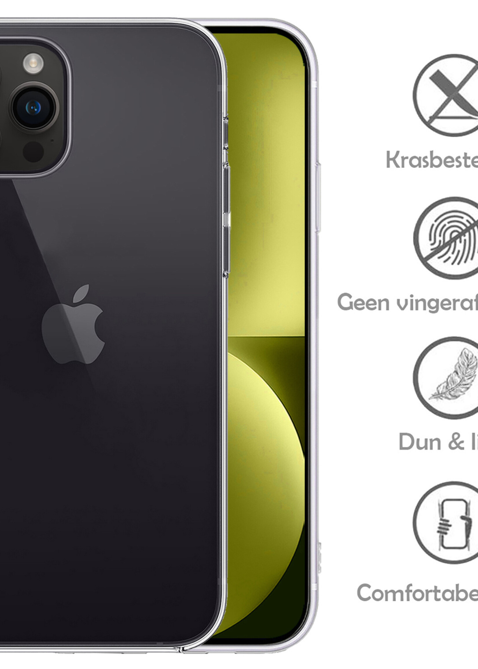 LUQ Hoesje Geschikt voor iPhone 15 Pro Max Hoesje Siliconen Case Met 2x Screenprotector - Hoes Geschikt voor iPhone 15 Pro Max Hoes Siliconen - Transparant