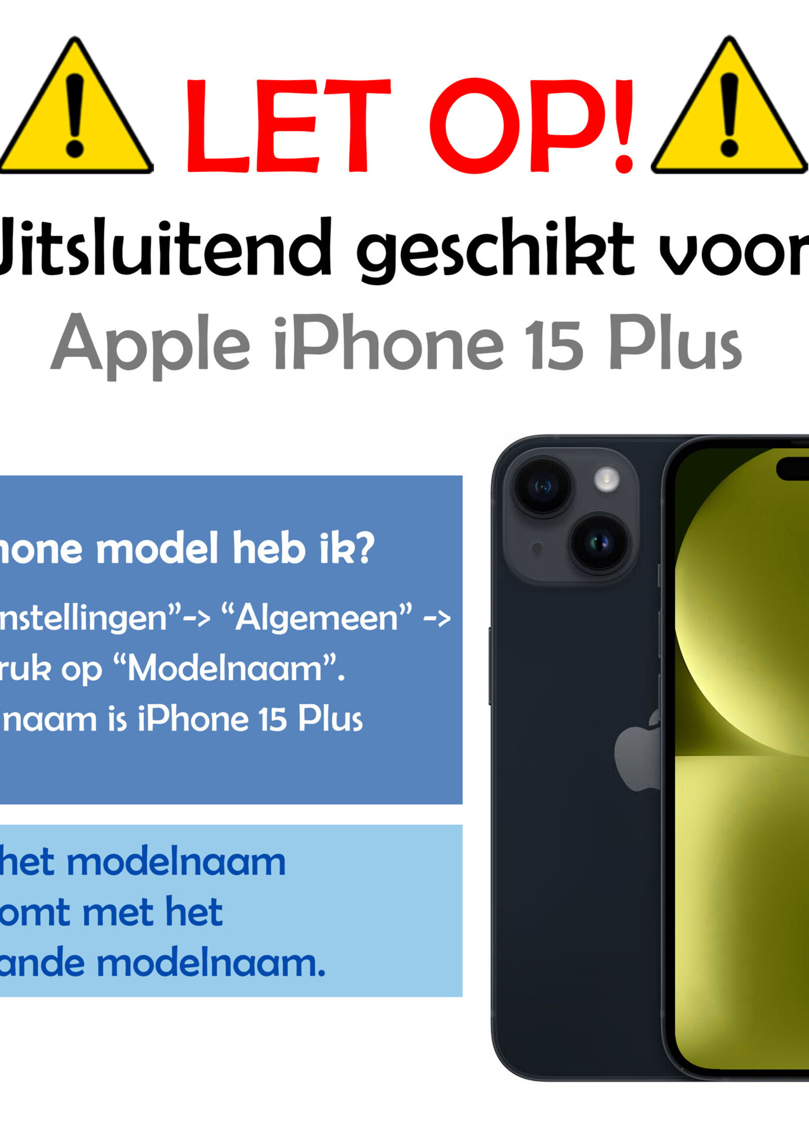 LUQ Hoesje Geschikt voor iPhone 15 Plus Hoesje Book Case Hoes Wallet Cover Met Screenprotector - Hoes Geschikt voor iPhone 15 Plus Hoesje Bookcase Hoes - Donkerblauw