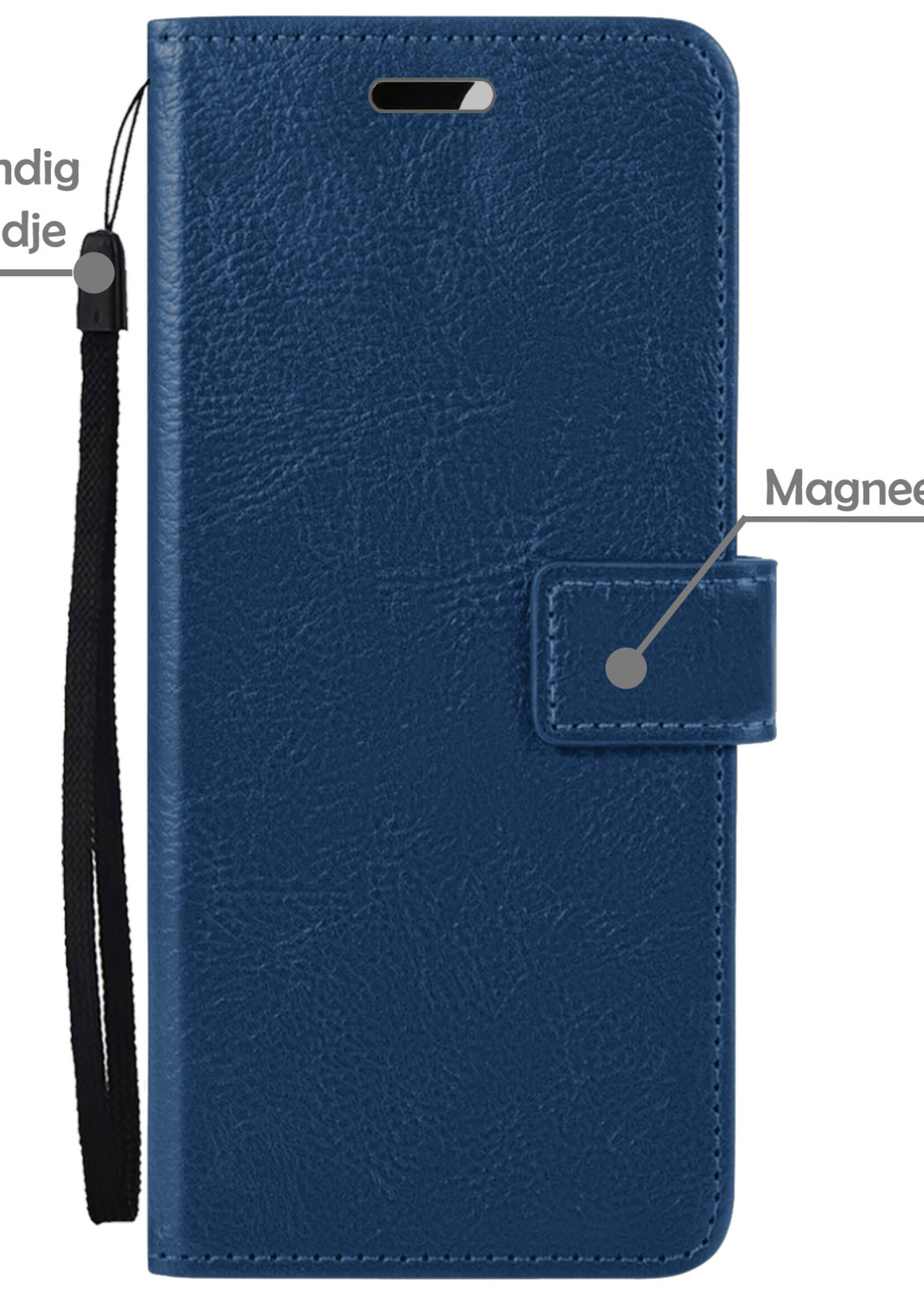 LUQ Hoesje Geschikt voor iPhone 15 Pro Hoesje Book Case Hoes Wallet Cover Met Screenprotector - Hoes Geschikt voor iPhone 15 Pro Hoesje Bookcase Hoes - Donkerblauw