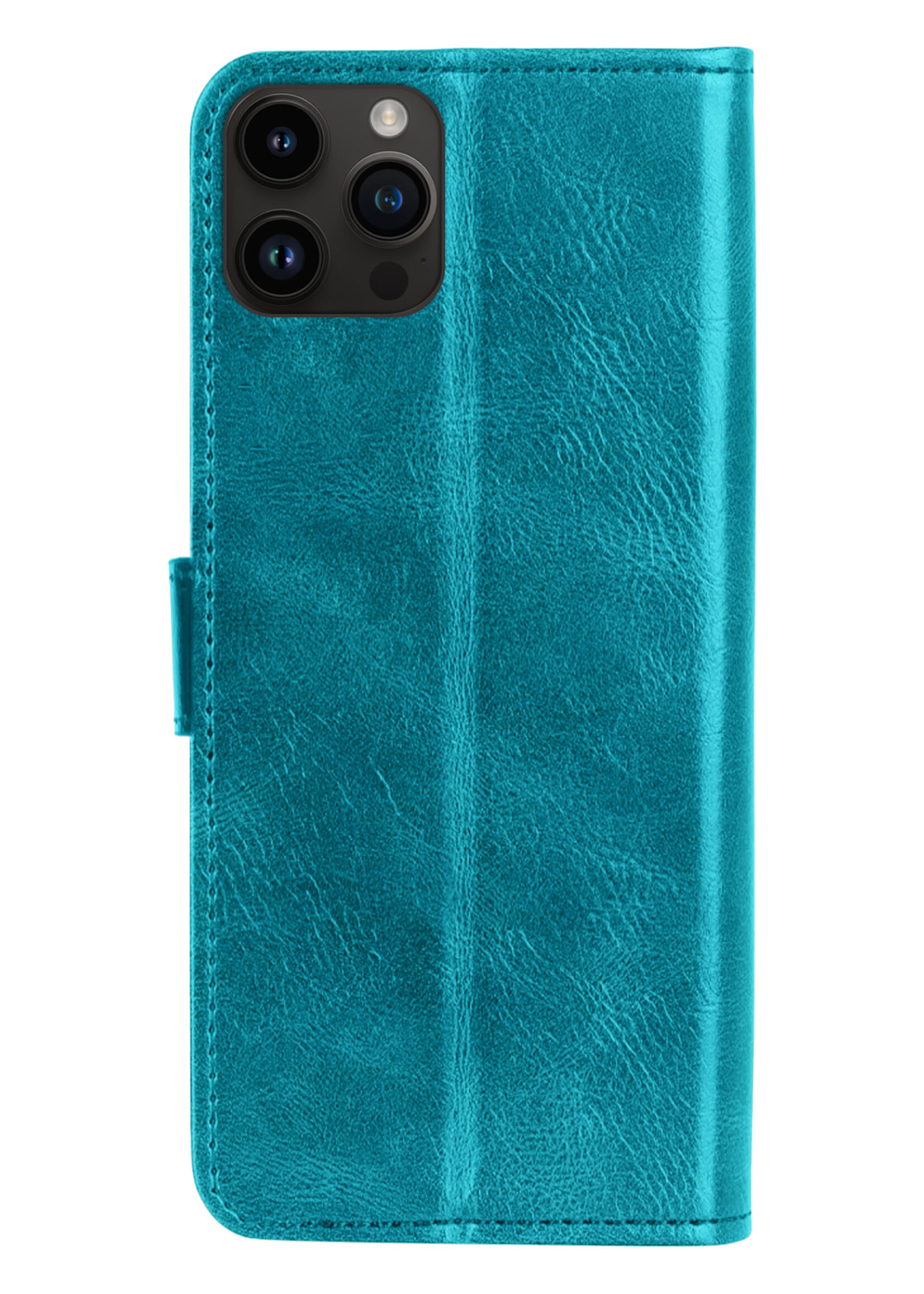 LUQ Hoesje Geschikt voor iPhone 15 Pro Max Hoesje Book Case Hoes Wallet Cover Met Screenprotector - Hoes Geschikt voor iPhone 15 Pro Max Hoesje Bookcase Hoes - Turquoise