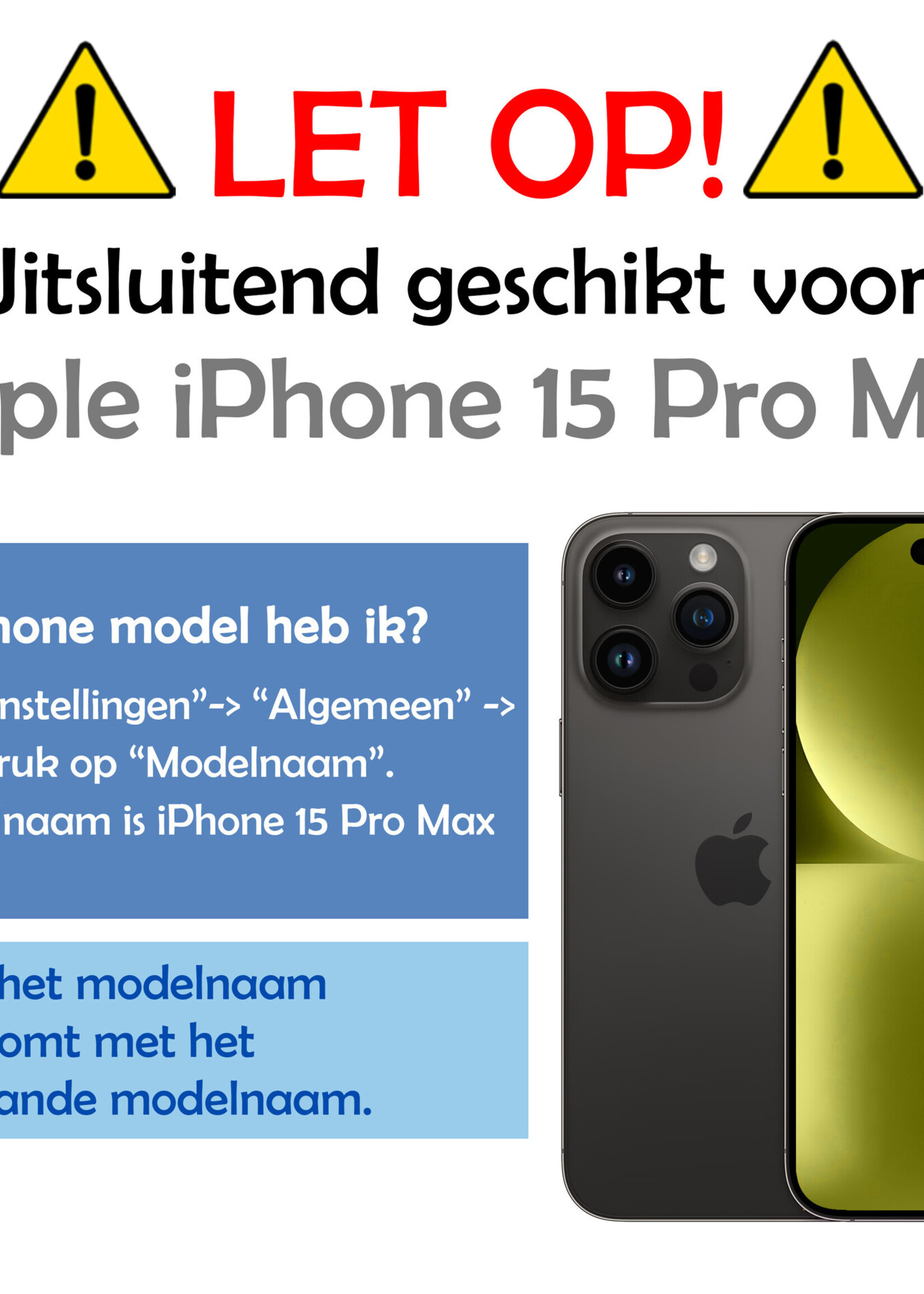 LUQ Hoesje Geschikt voor iPhone 15 Pro Max Hoesje Book Case Hoes Wallet Cover Met 2x Screenprotector - Hoes Geschikt voor iPhone 15 Pro Max Hoesje Bookcase Hoes - Paars