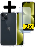 LUQ LUQ iPhone 15 Plus Hoesje Shockproof Met 2x Screenprotector Met Dichte Notch