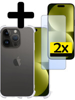 LUQ LUQ iPhone 15 Pro Hoesje Shockproof Met 2x Screenprotector Met Dichte Notch