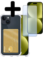 LUQ LUQ iPhone 15 Plus Hoesje Pashouder Met Screenprotector Met Dichte Notch
