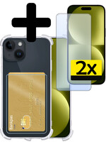 LUQ LUQ iPhone 15 Plus Hoesje Pashouder Met 2x Screenprotector Met Dichte Notch