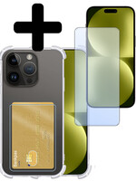 LUQ LUQ iPhone 15 Pro Hoesje Pashouder Met Screenprotector Met Dichte Notch