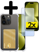 LUQ LUQ iPhone 15 Pro Max Hoesje Pashouder Met 2x Screenprotector Met Dichte Notch
