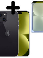 LUQ LUQ iPhone 15 Plus Hoesje Siliconen Met Screenprotector Met Dichte Notch - Transparant