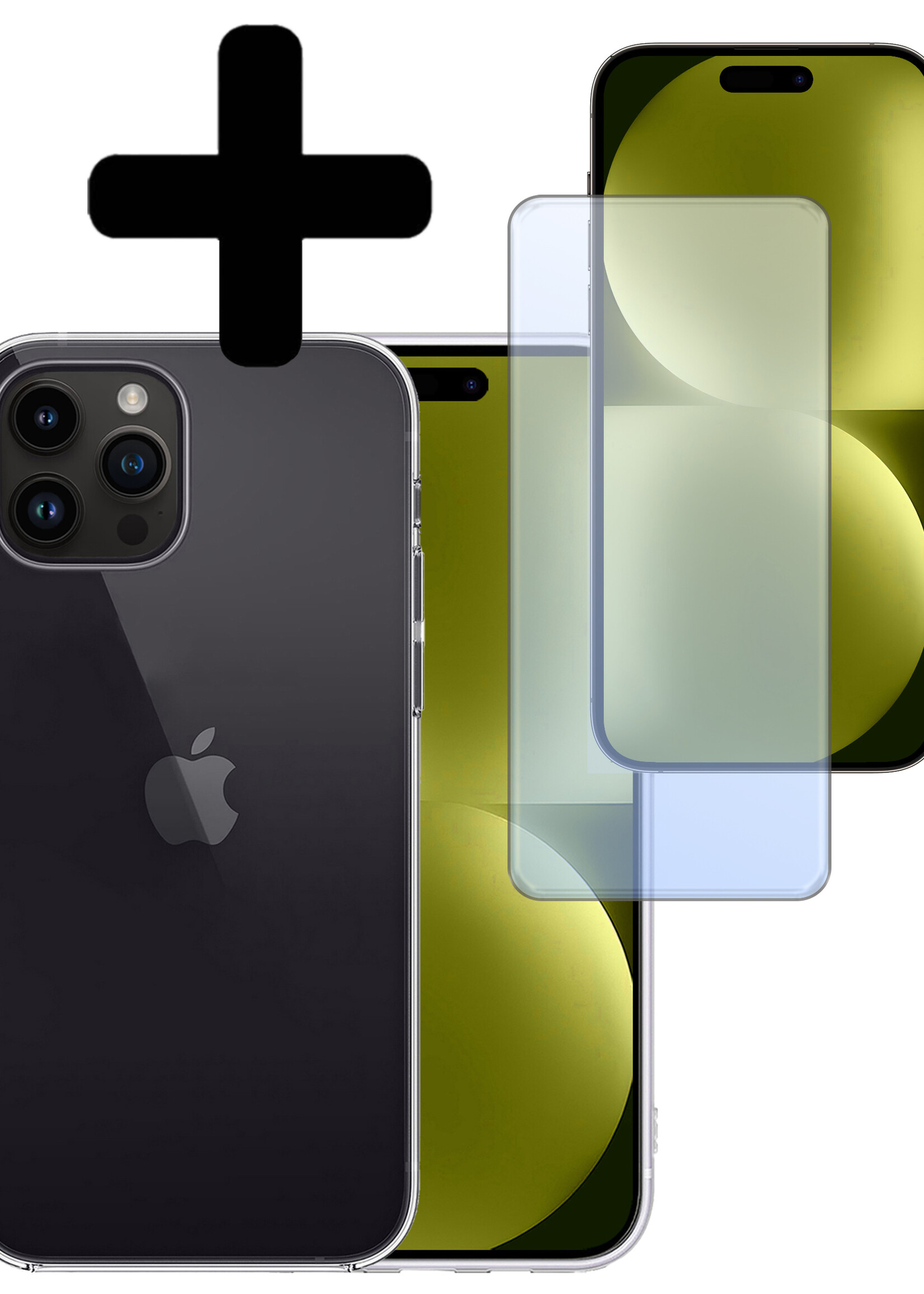 LUQ Hoesje Geschikt voor iPhone 15 Pro Max Hoesje Siliconen Case Met Screenprotector - Hoes Geschikt voor iPhone 15 Pro Max Hoes Siliconen - Transparant