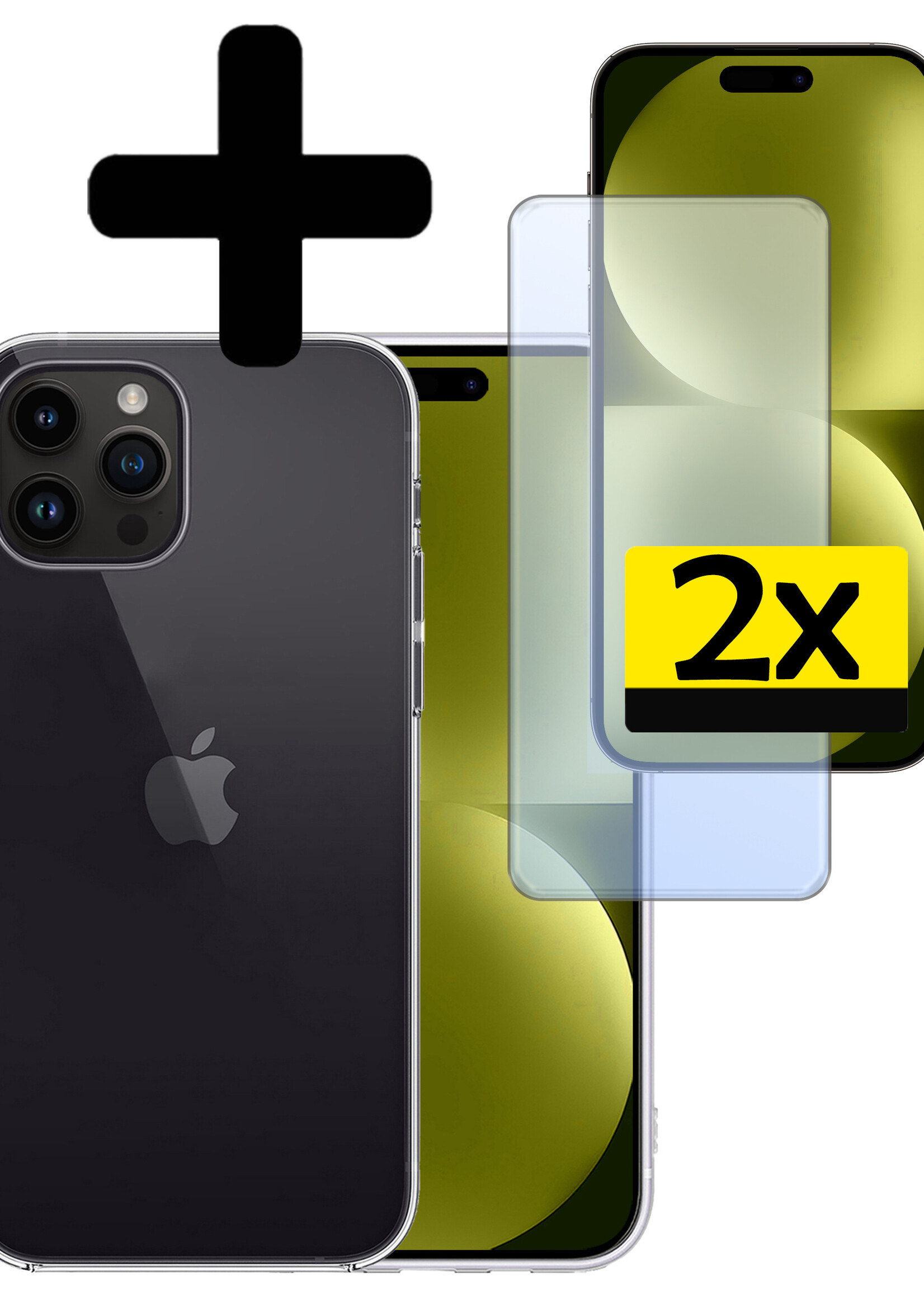 LUQ Hoesje Geschikt voor iPhone 15 Pro Max Hoesje Siliconen Case Met 2x Screenprotector - Hoes Geschikt voor iPhone 15 Pro Max Hoes Siliconen - Transparant
