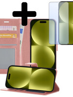 LUQ LUQ iPhone 15 Hoesje Bookcase Met Screenprotector - Rose Goud