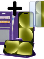 LUQ LUQ iPhone 15 Plus Hoesje Bookcase Met Screenprotector - Paars