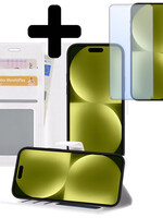 LUQ LUQ iPhone 15 Plus Hoesje Bookcase Met Screenprotector - Wit
