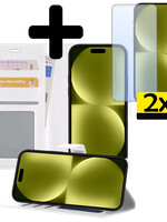 LUQ LUQ iPhone 15 Plus Hoesje Bookcase Met 2x Screenprotector - Wit