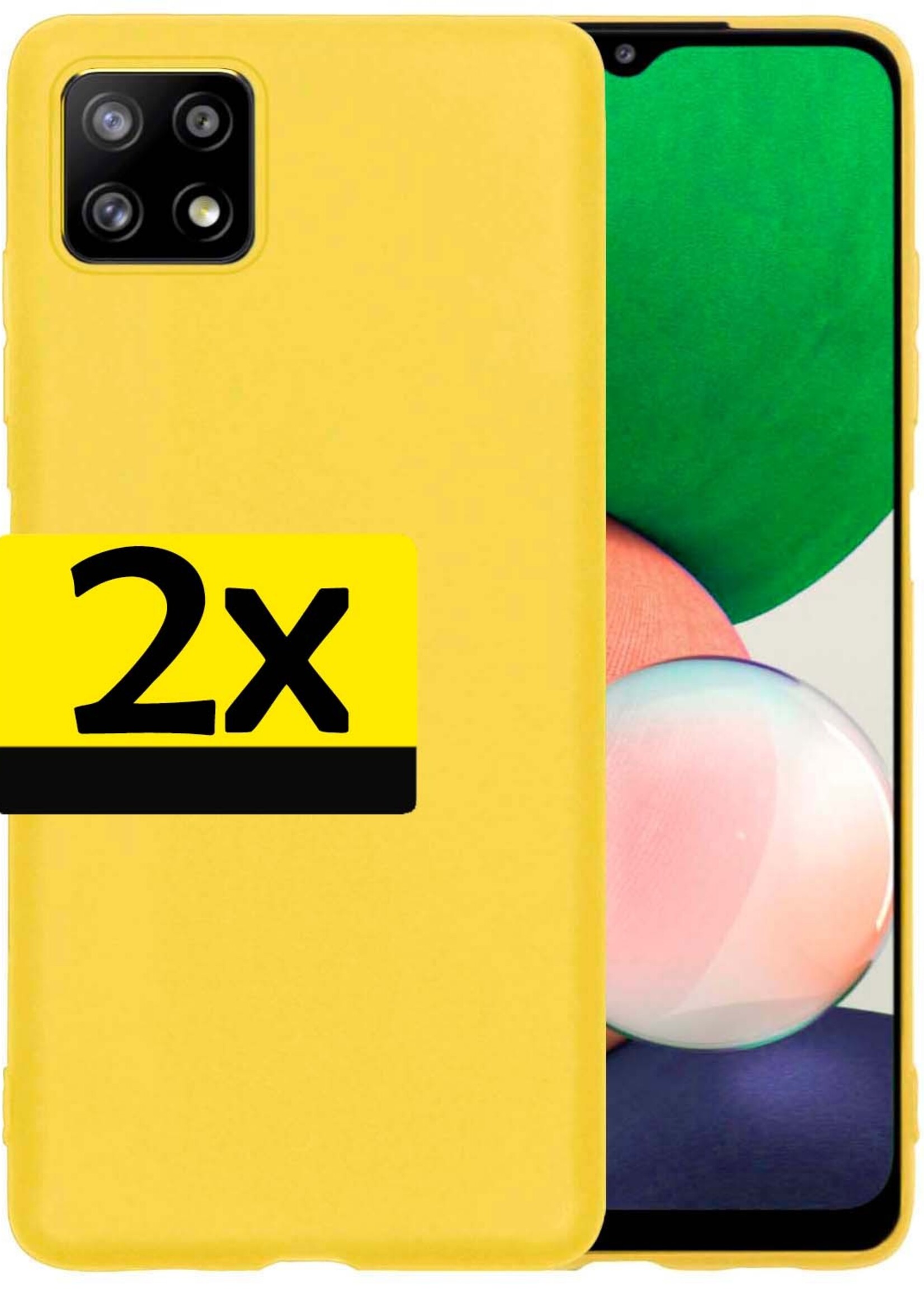 LUQ Hoesje Geschikt voor Samsung A22 4G Hoesje Siliconen Case - Hoes Geschikt voor Samsung Galaxy A22 4G Hoes Siliconen - Geel - 2 Stuks