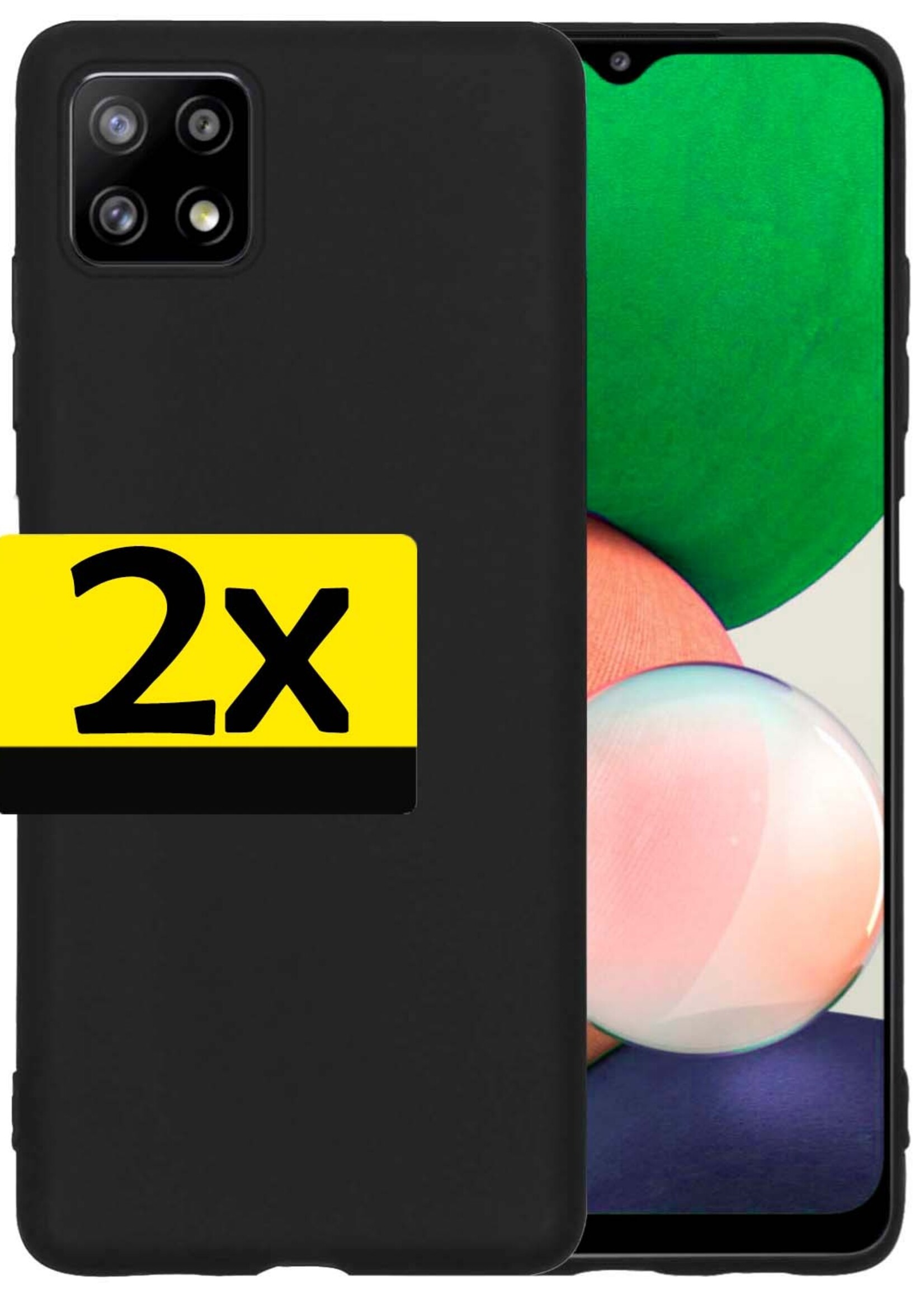 LUQ Hoesje Geschikt voor Samsung A22 4G Hoesje Siliconen Case - Hoes Geschikt voor Samsung Galaxy A22 4G Hoes Siliconen - Zwart - 2 Stuks