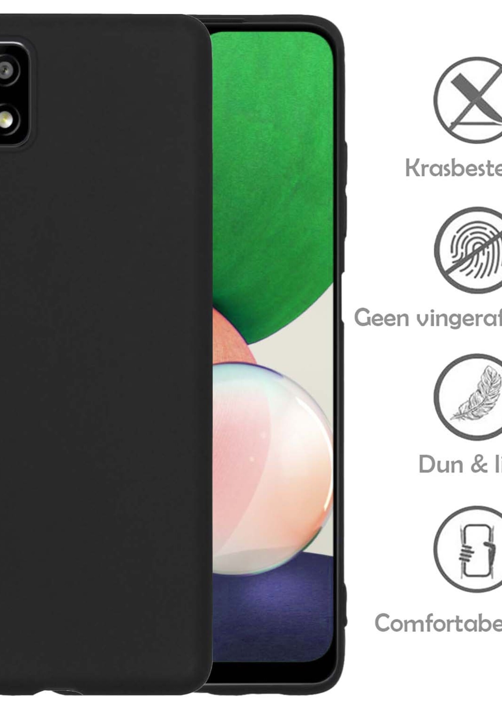 LUQ Hoesje Geschikt voor Samsung A22 4G Hoesje Siliconen Case - Hoes Geschikt voor Samsung Galaxy A22 4G Hoes Siliconen - Zwart - 2 Stuks
