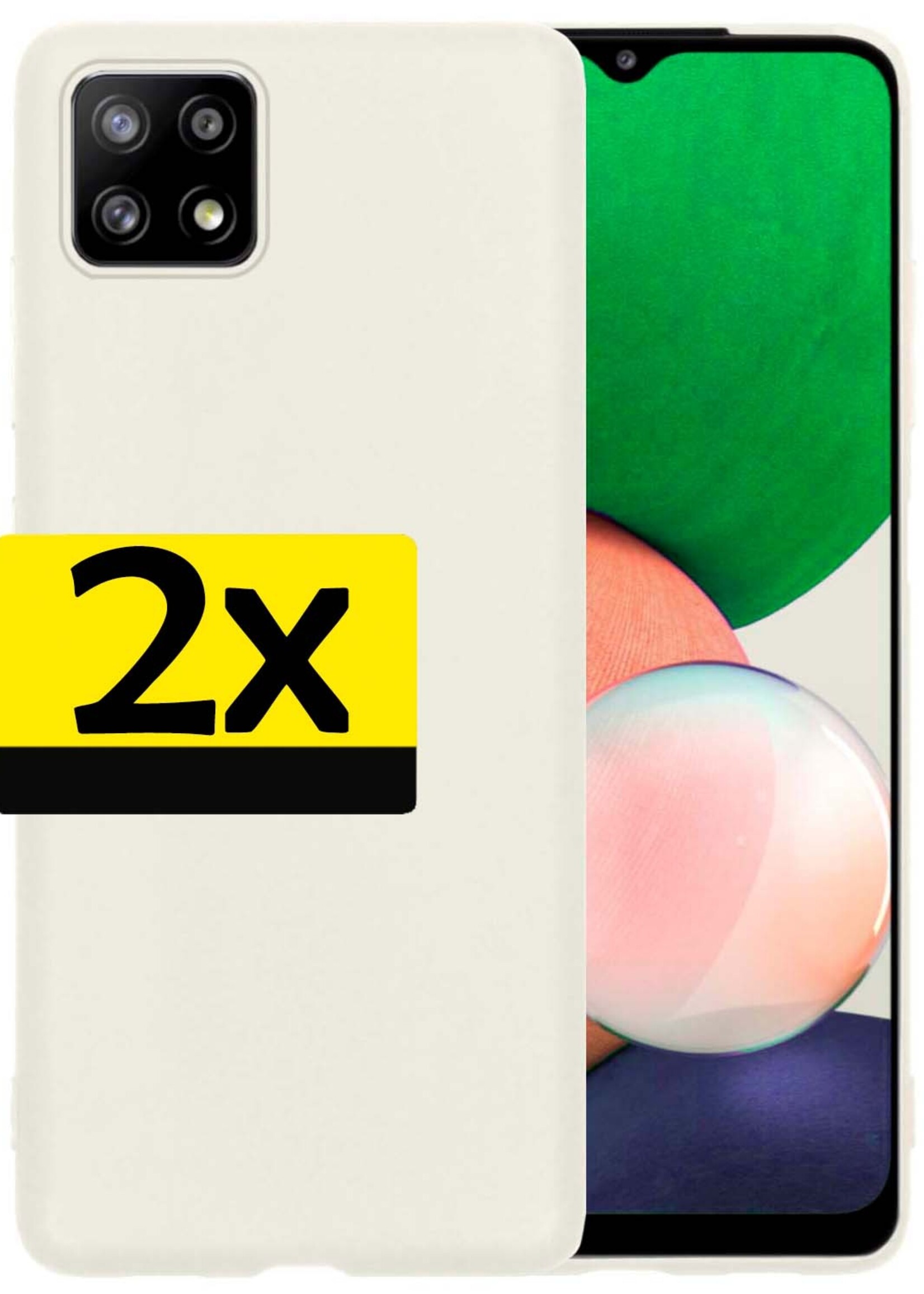 LUQ Hoesje Geschikt voor Samsung A22 4G Hoesje Siliconen Case - Hoes Geschikt voor Samsung Galaxy A22 4G Hoes Siliconen - Wit - 2 Stuks