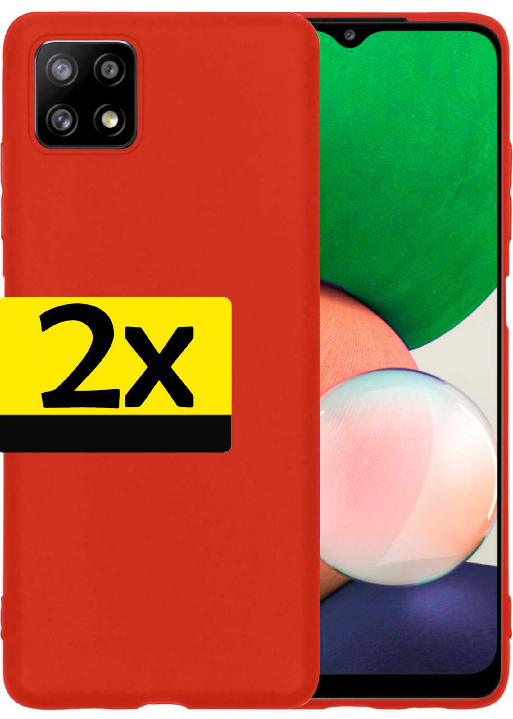 LUQ Hoesje Geschikt voor Samsung A22 4G Hoesje Siliconen Case - Hoes Geschikt voor Samsung Galaxy A22 4G Hoes Siliconen - Rood - 2 Stuks