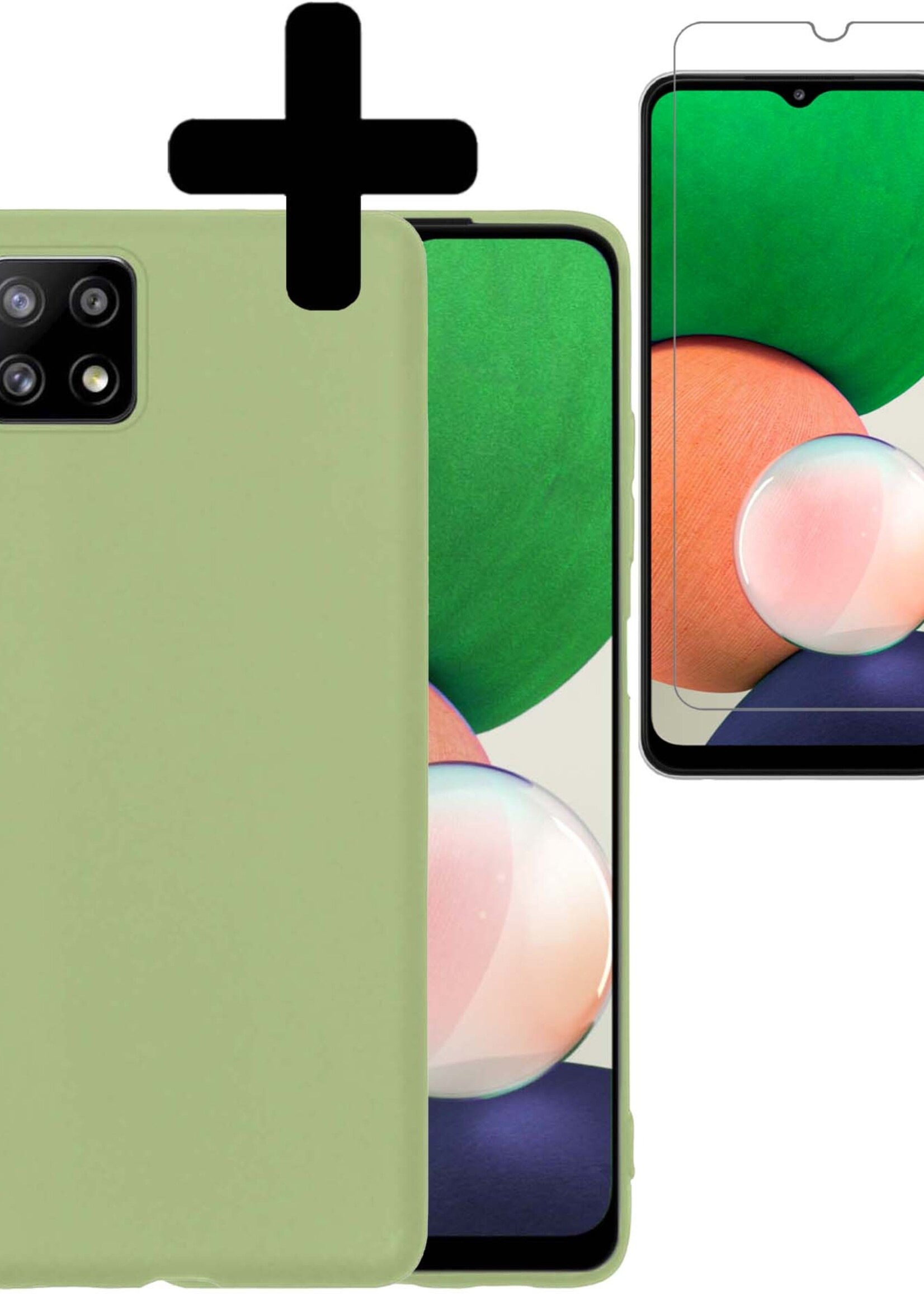 LUQ Hoesje Geschikt voor Samsung A22 4G Hoesje Siliconen Case Met Screenprotector - Hoes Geschikt voor Samsung Galaxy A22 4G Hoes Siliconen - Groen