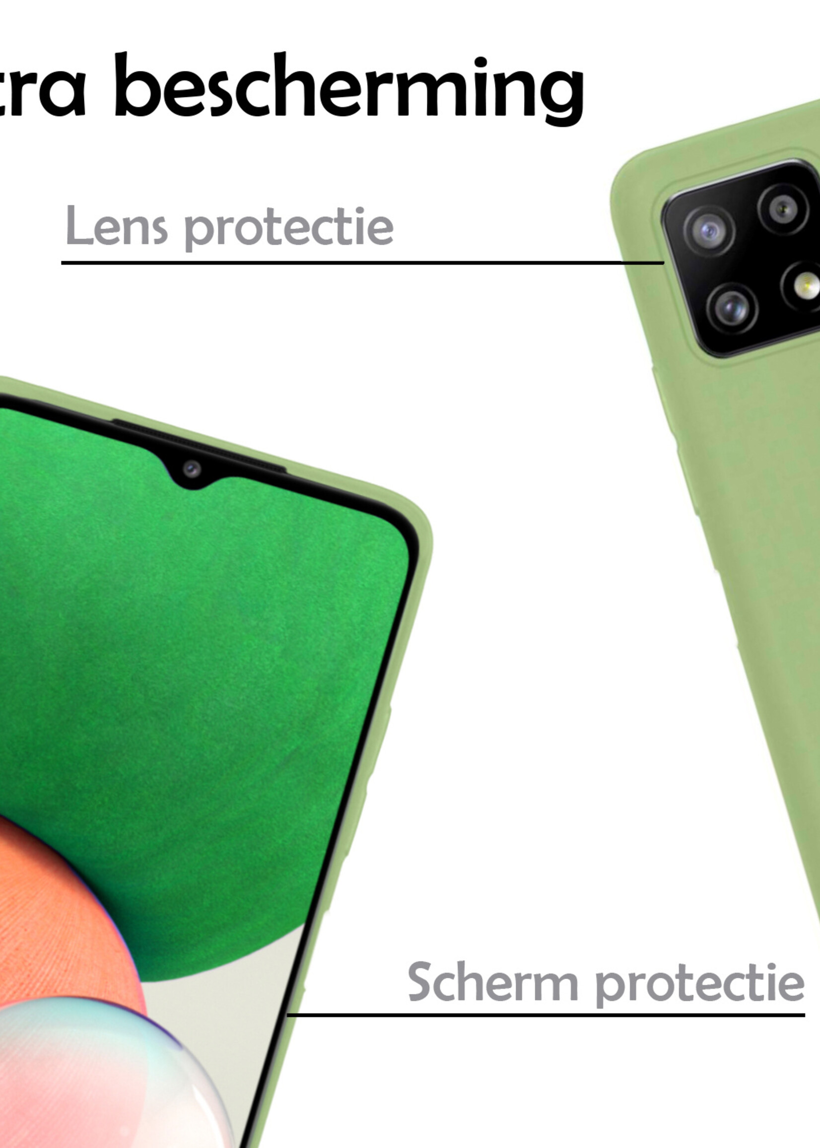 LUQ Hoesje Geschikt voor Samsung A22 4G Hoesje Siliconen Case Met Screenprotector - Hoes Geschikt voor Samsung Galaxy A22 4G Hoes Siliconen - Groen