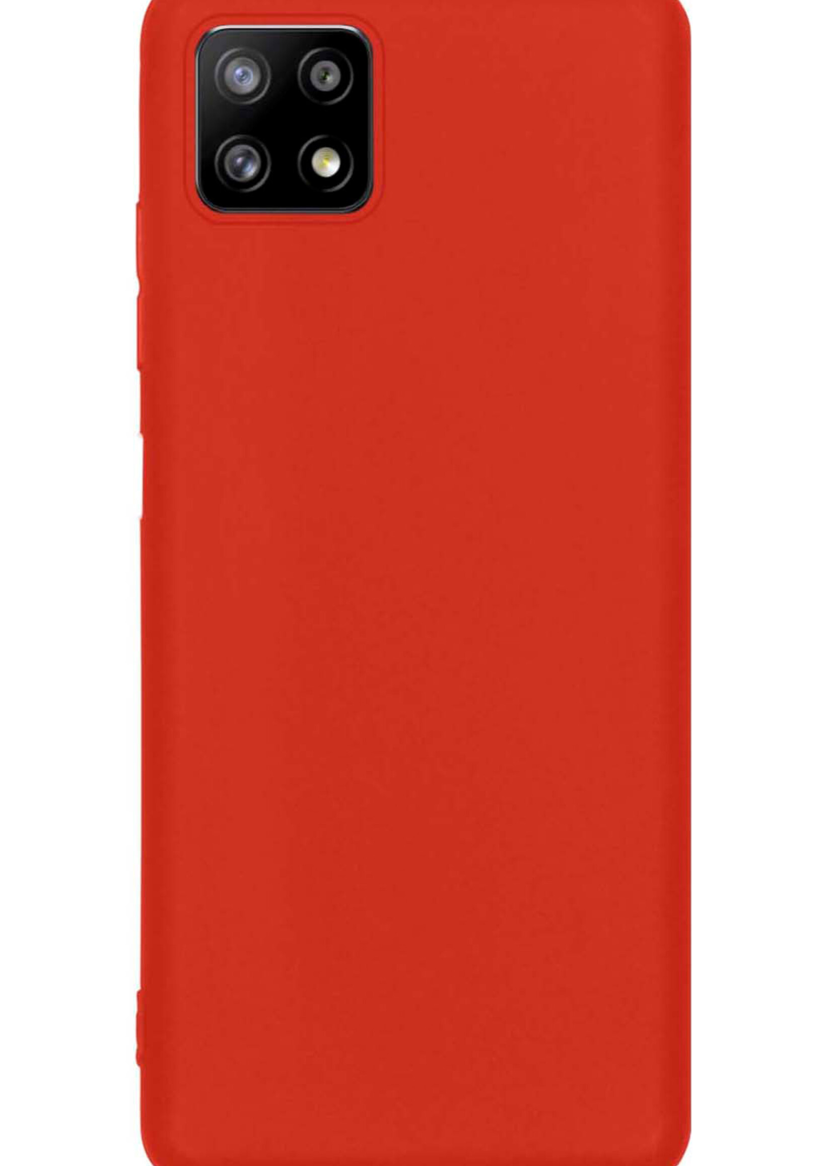 LUQ Hoesje Geschikt voor Samsung A22 4G Hoesje Siliconen Case Met 2x Screenprotector - Hoes Geschikt voor Samsung Galaxy A22 4G Hoes Siliconen - Rood