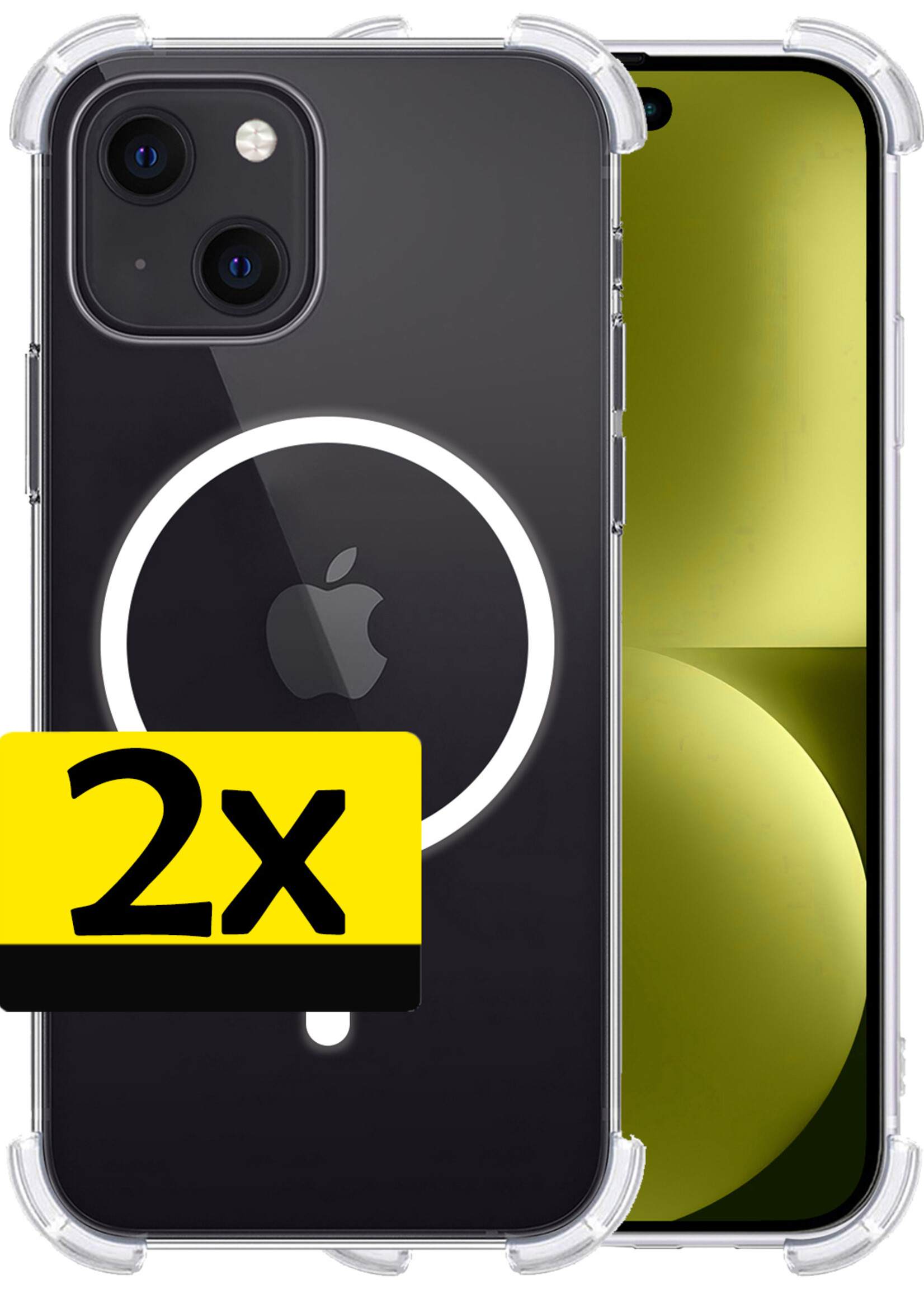 LUQ Hoesje Geschikt voor iPhone 15 Hoesje Geschikt voor Magsafe Shockproof Case - Hoes Geschikt voor iPhone 15 Hoesje Magsafe Shock Proof - Transparant - 2 Stuks