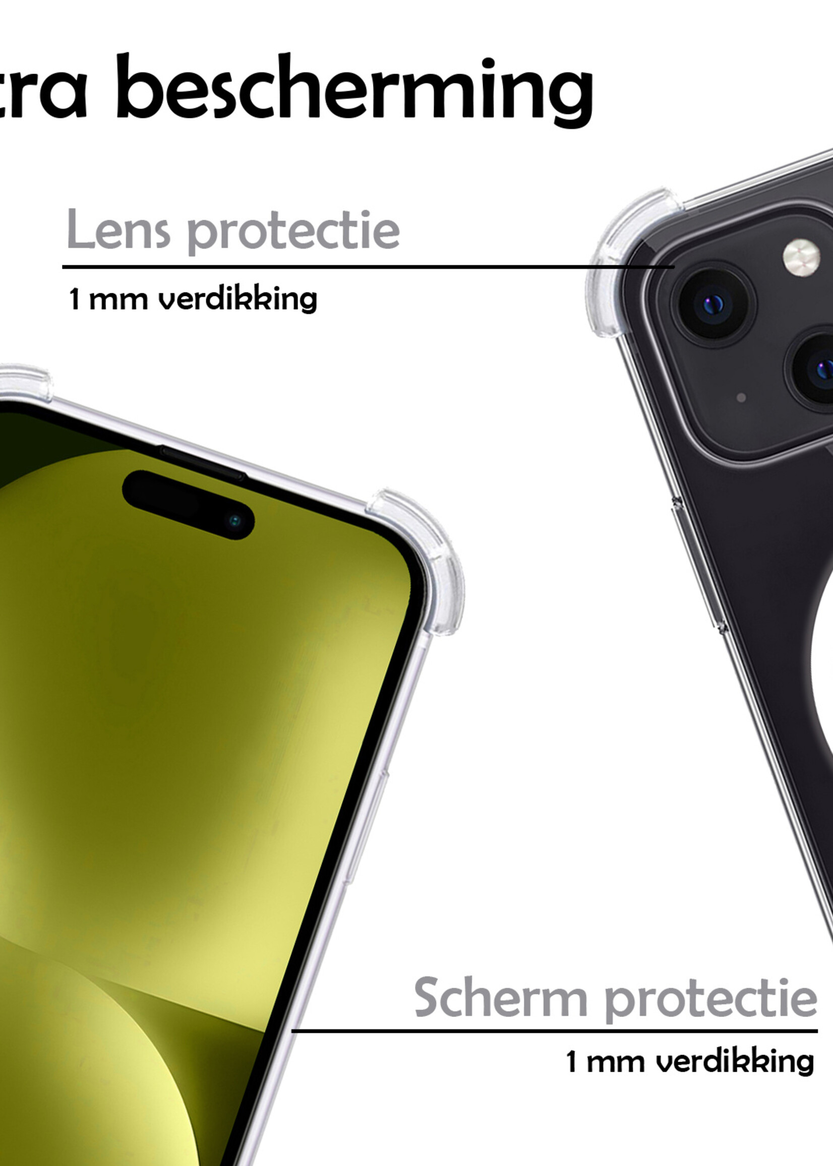 LUQ Hoesje Geschikt voor iPhone 15 Hoesje Geschikt voor Magsafe Shockproof Case - Hoes Geschikt voor iPhone 15 Hoesje Magsafe Shock Proof - Transparant - 2 Stuks