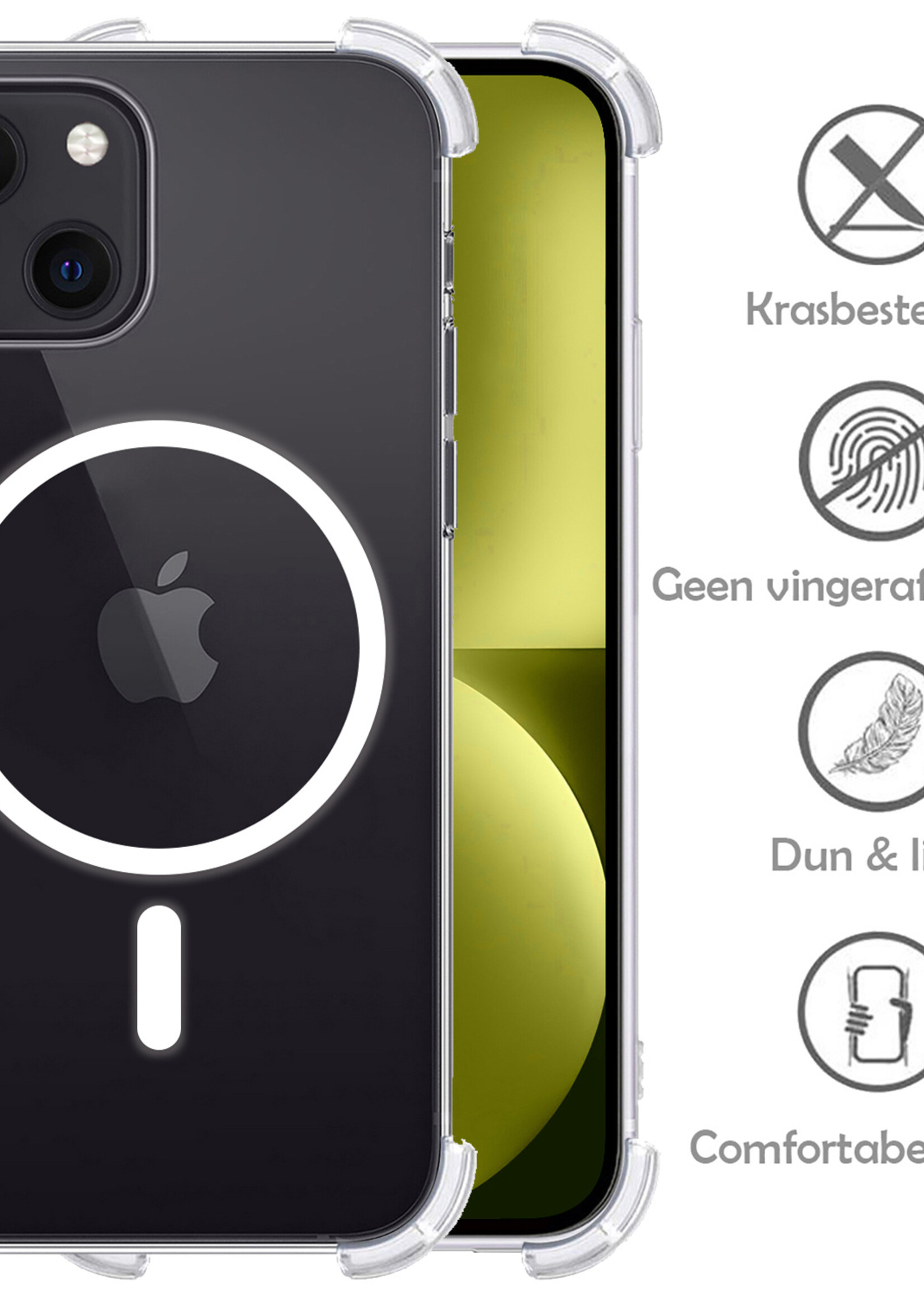 LUQ Hoesje Geschikt voor iPhone 15 Plus Hoesje Geschikt voor Magsafe Shockproof Case - Hoes Geschikt voor iPhone 15 Plus Hoesje Magsafe Shock Proof - Transparant