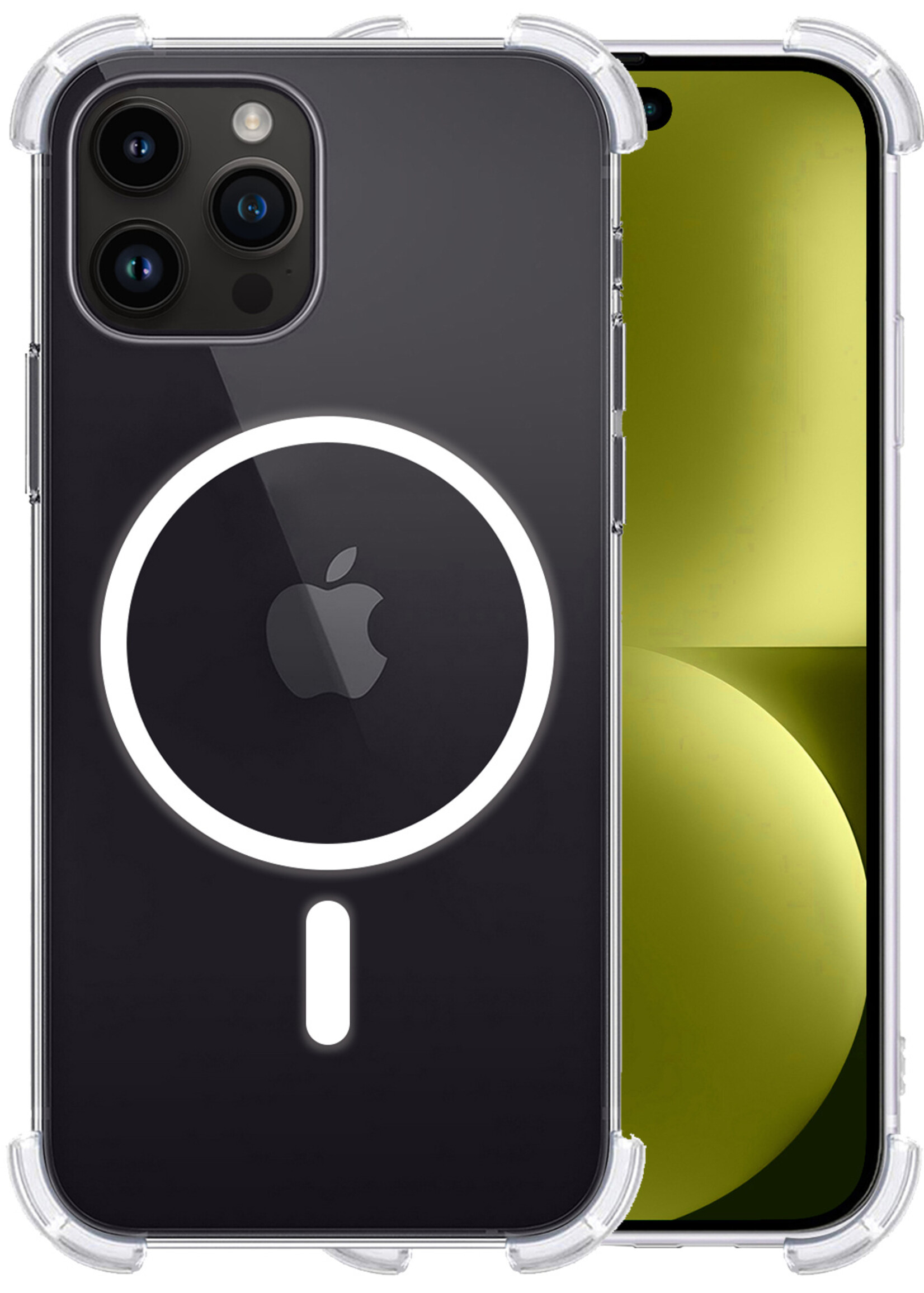 LUQ Hoesje Geschikt voor iPhone 15 Pro Hoesje Geschikt voor Magsafe Shockproof Case - Hoes Geschikt voor iPhone 15 Pro Hoesje Magsafe Shock Proof - Transparant