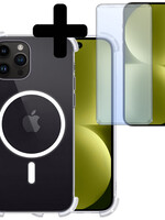 LUQ LUQ iPhone 15 Pro Magsafe Hoesje Transparant Met Screenprotector