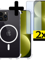 LUQ LUQ iPhone 15 Pro Magsafe Hoesje Transparant Met 2x Screenprotector