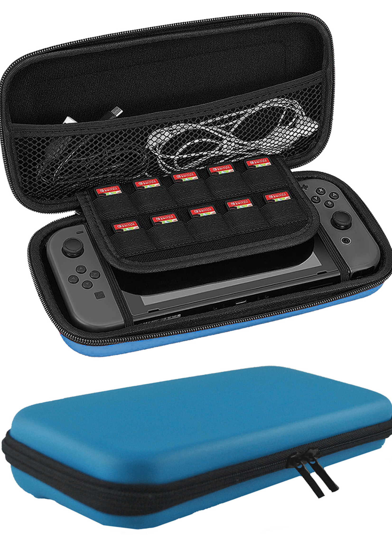 LUQ Hoes Geschikt voor Nintendo Switch Lite Case Hoesje Met Koord - Bescherm Hoes Geschikt voor Nintendo Switch Lite Hoes Hard Cover - Blauw