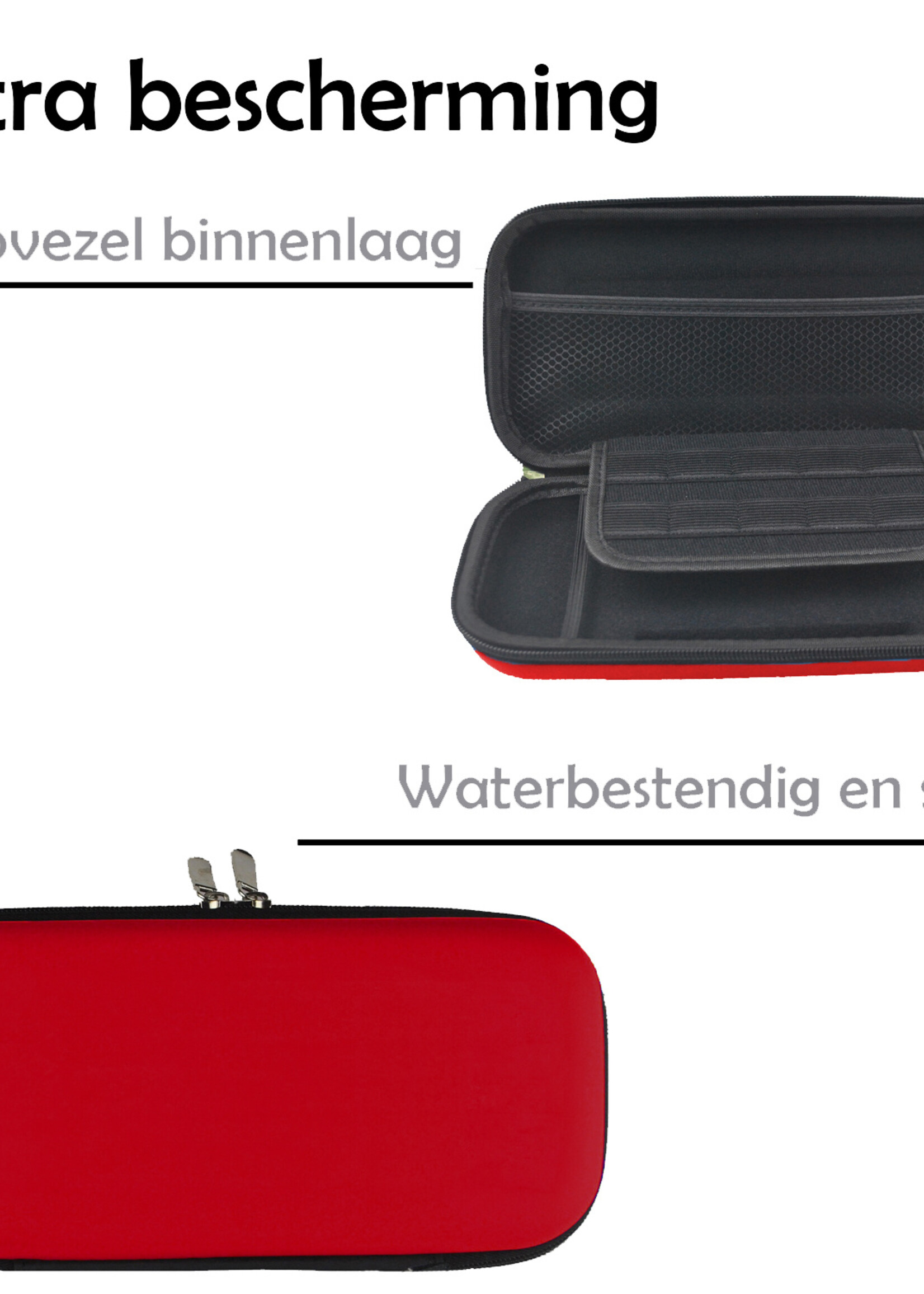 LUQ Hoes Geschikt voor Nintendo Switch Lite Case Hoesje Met Koord - Bescherm Hoes Geschikt voor Nintendo Switch Lite Hoes Hard Cover - Rood