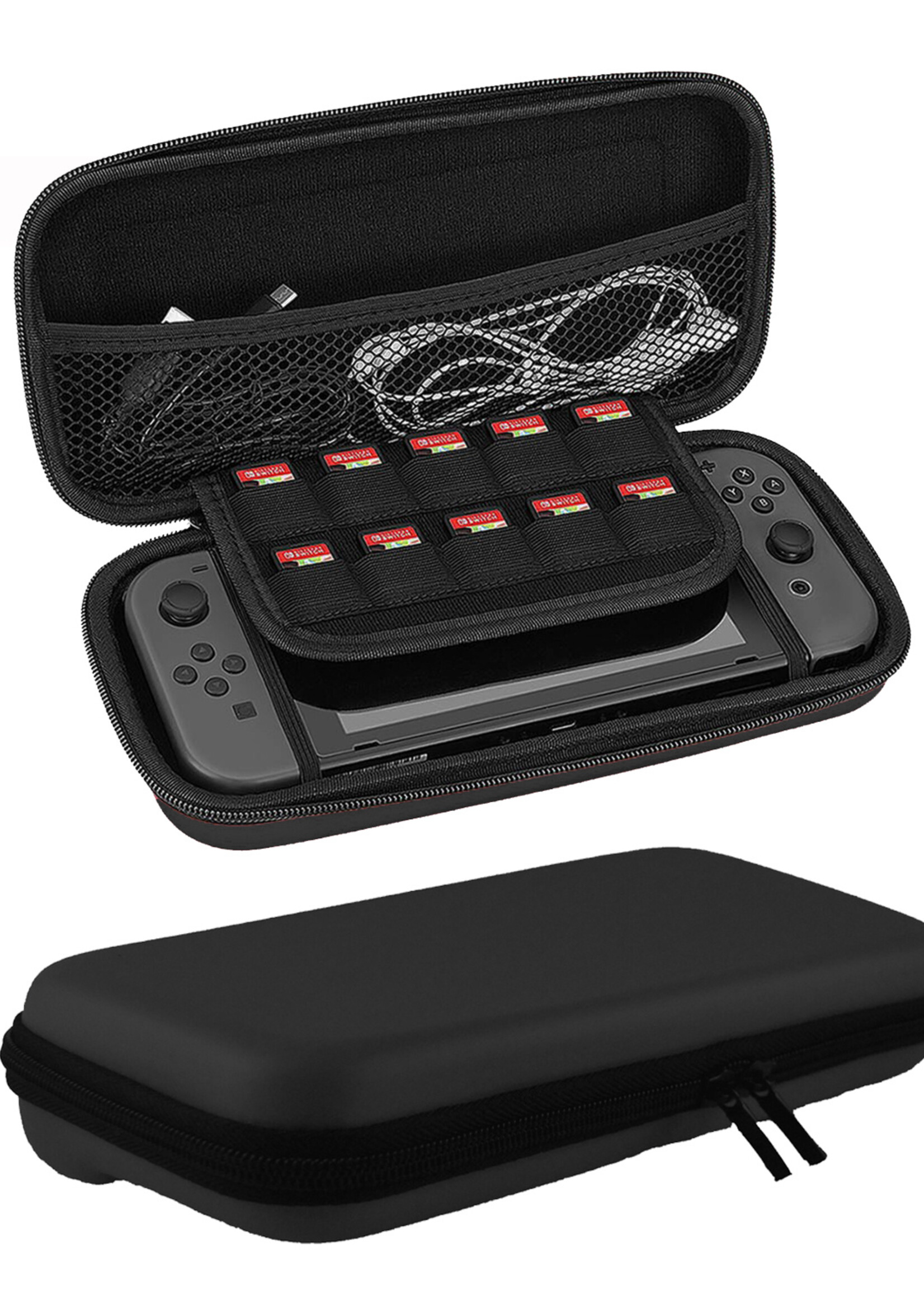 LUQ Hoes Geschikt voor Nintendo Switch Lite Case Hoesje Met Koord - Bescherm Hoes Geschikt voor Nintendo Switch Lite Hoes Hard Cover - Zwart