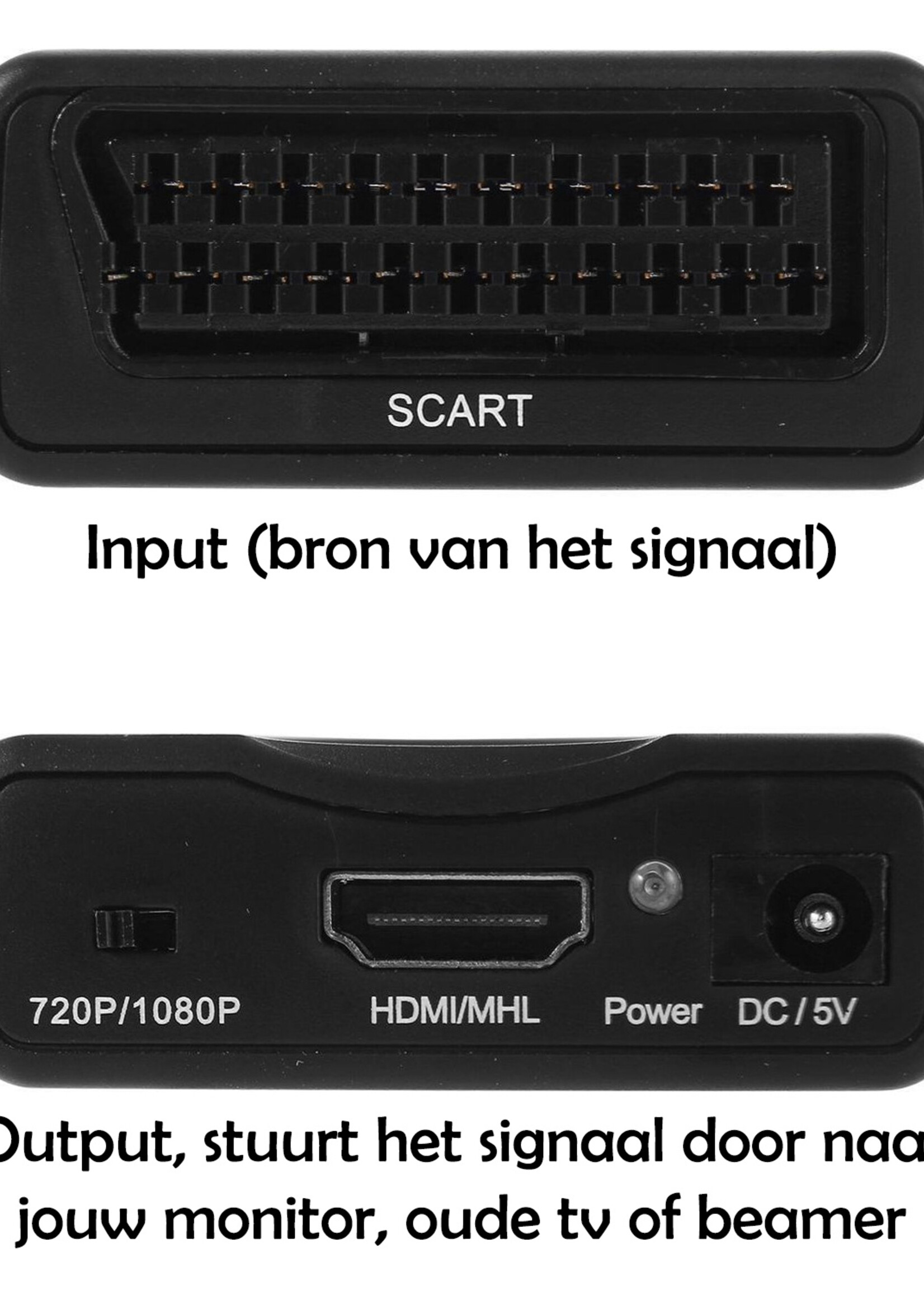 LUQ Scart Naar HDMI Kabel 1080p Converter - Scart Naar HDMI Converter HD - Zwart
