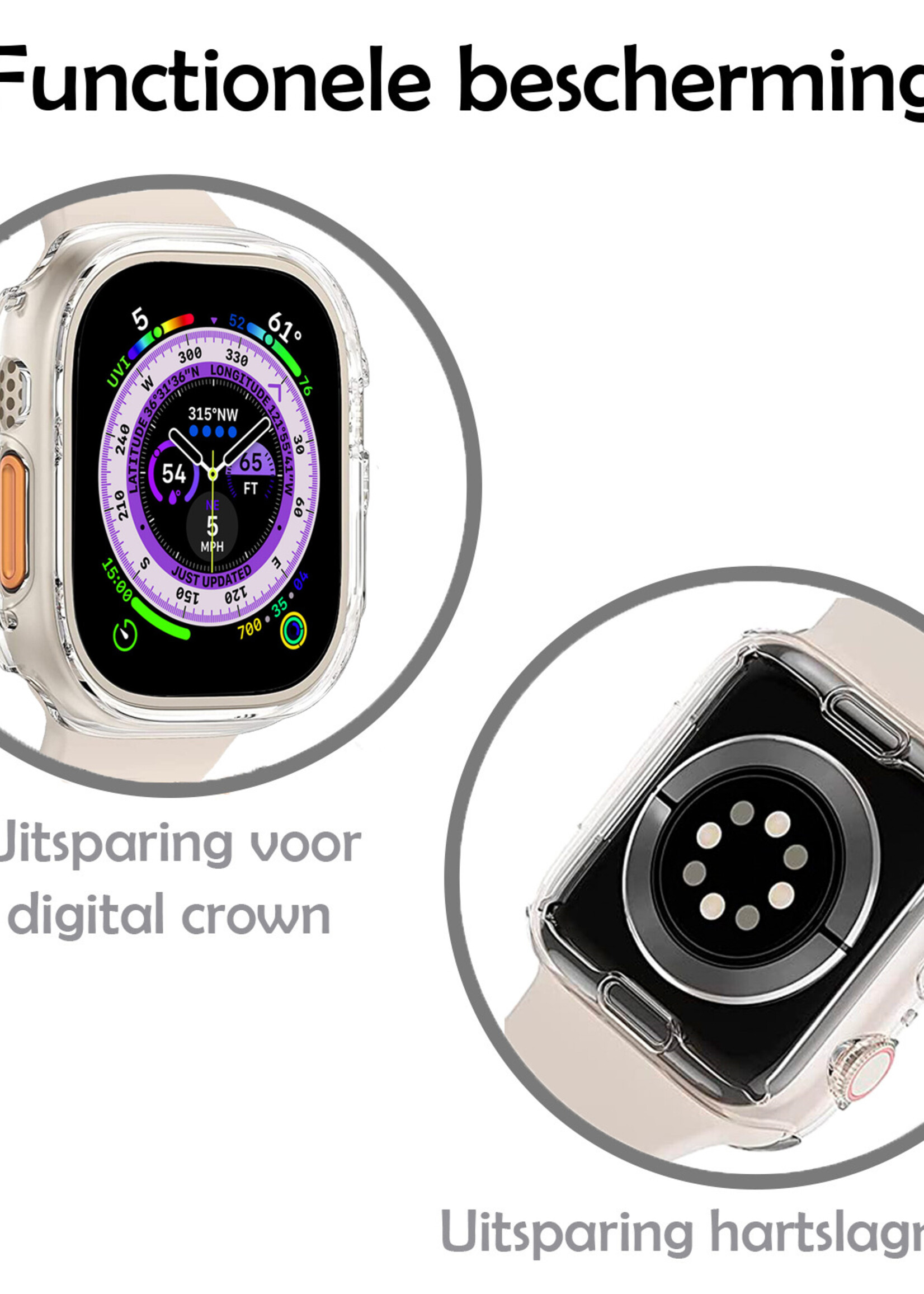 LUQ Siliconen Hoesje Geschikt voor Apple Watch Ultra 2 Hoes Case - Hoes Geschikt voor Apple Watch Ultra 2 (49 mm) Case - Transparant