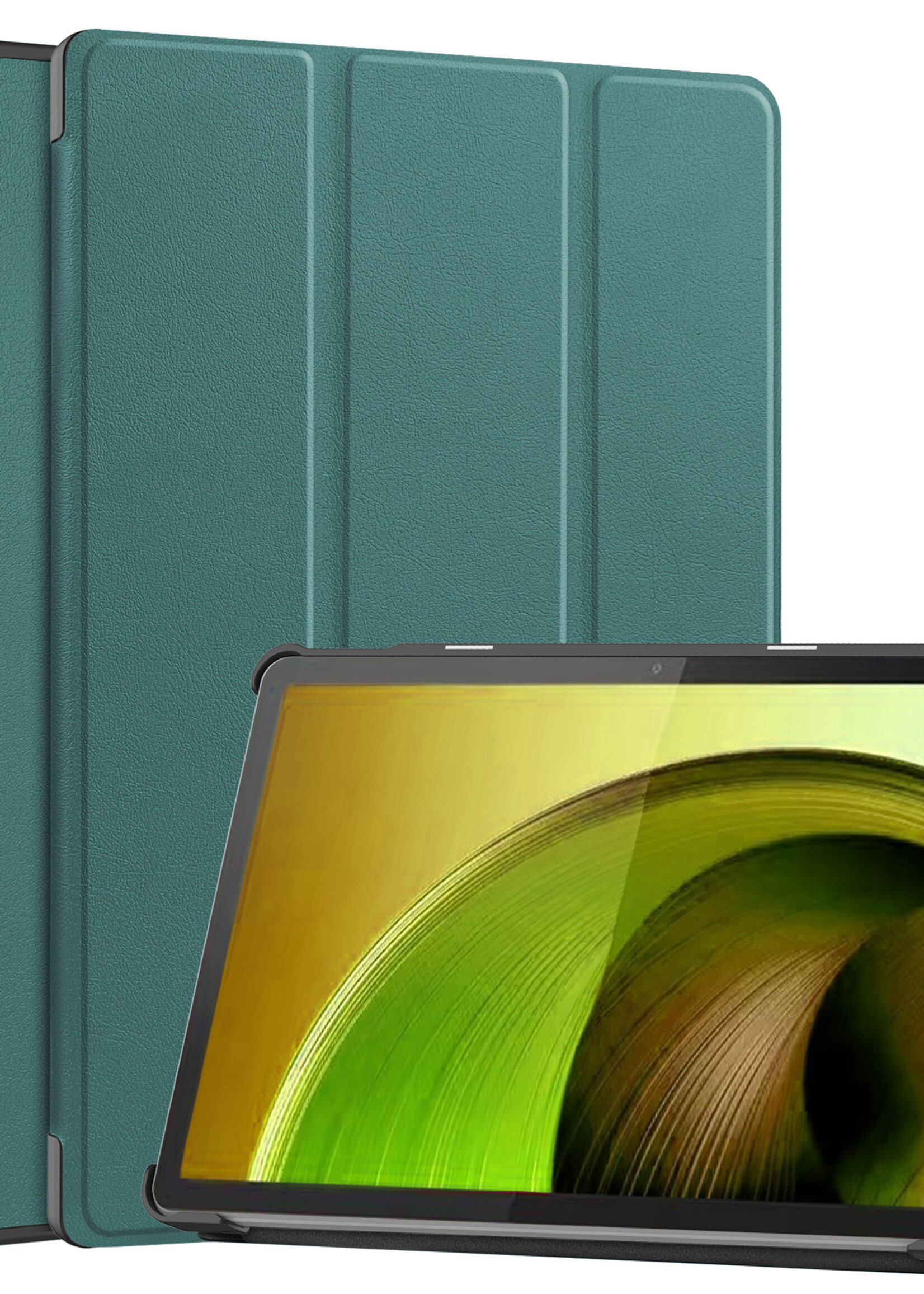 LUQ Hoes Geschikt voor Lenovo Tab M10 5G Hoes Luxe Hoesje Book Case - Hoesje Geschikt voor Lenovo Tab M10 5G Hoes Cover - Donkergroen