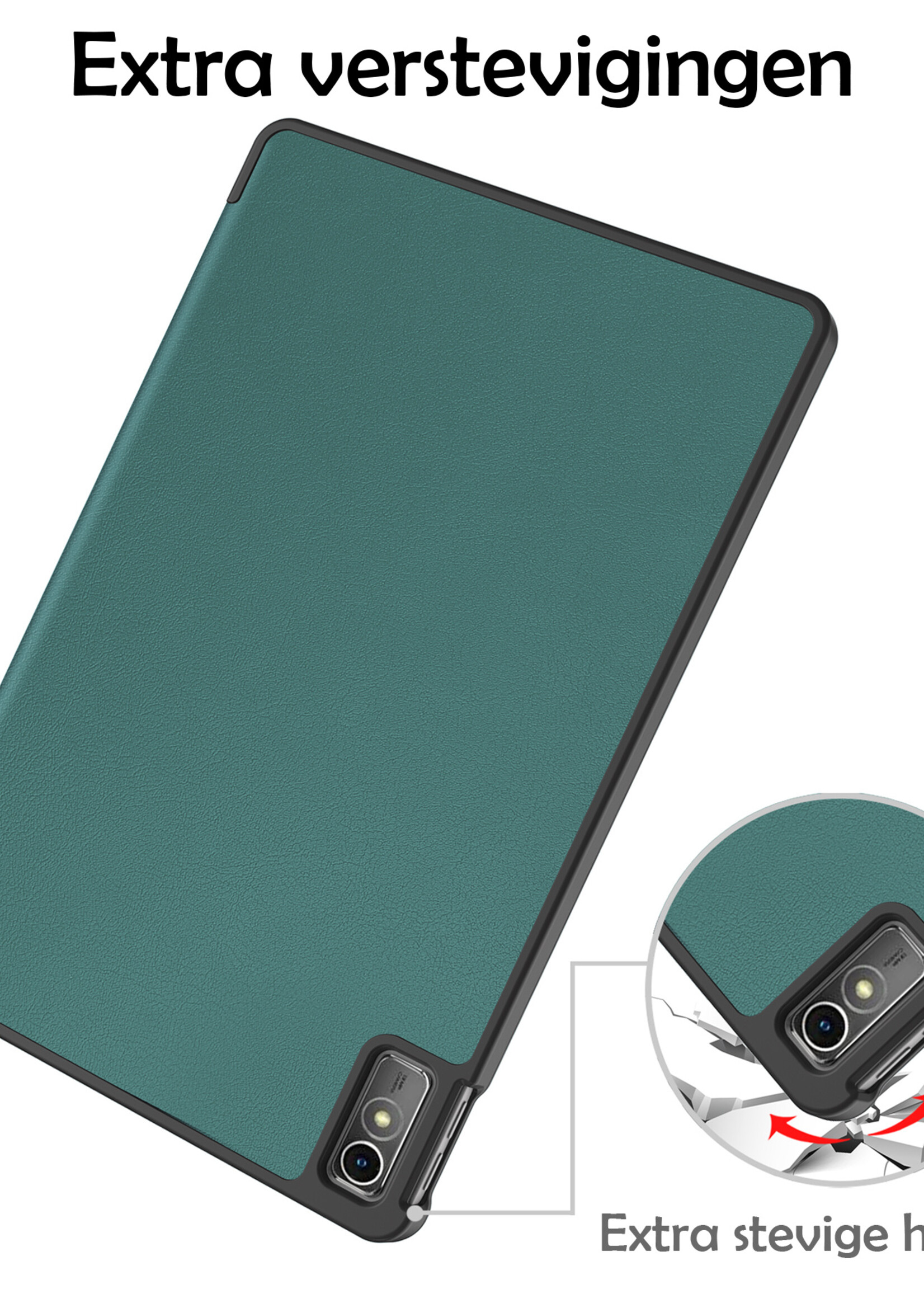 LUQ Hoes Geschikt voor Lenovo Tab M10 5G Hoes Luxe Hoesje Book Case - Hoesje Geschikt voor Lenovo Tab M10 5G Hoes Cover - Donkergroen