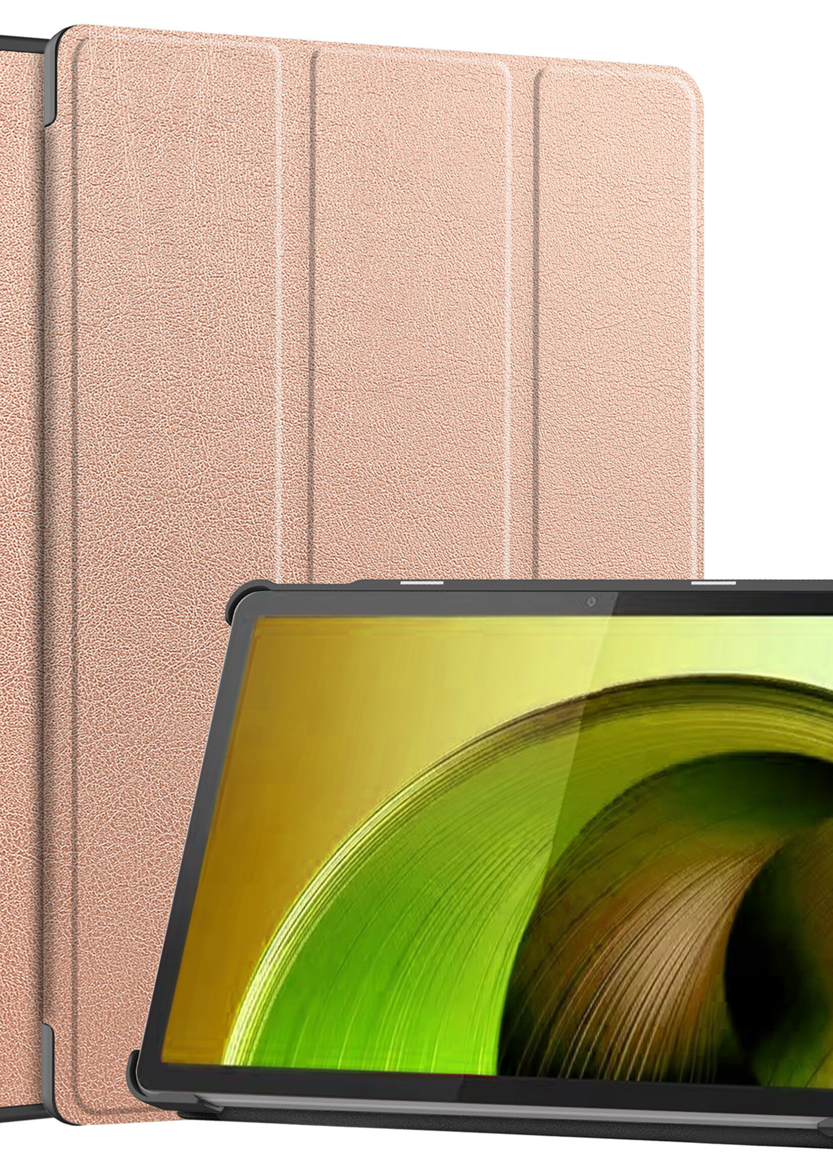 LUQ Hoes Geschikt voor Lenovo Tab M10 5G Hoes Luxe Hoesje Book Case - Hoesje Geschikt voor Lenovo Tab M10 5G Hoes Cover - Rosé goud