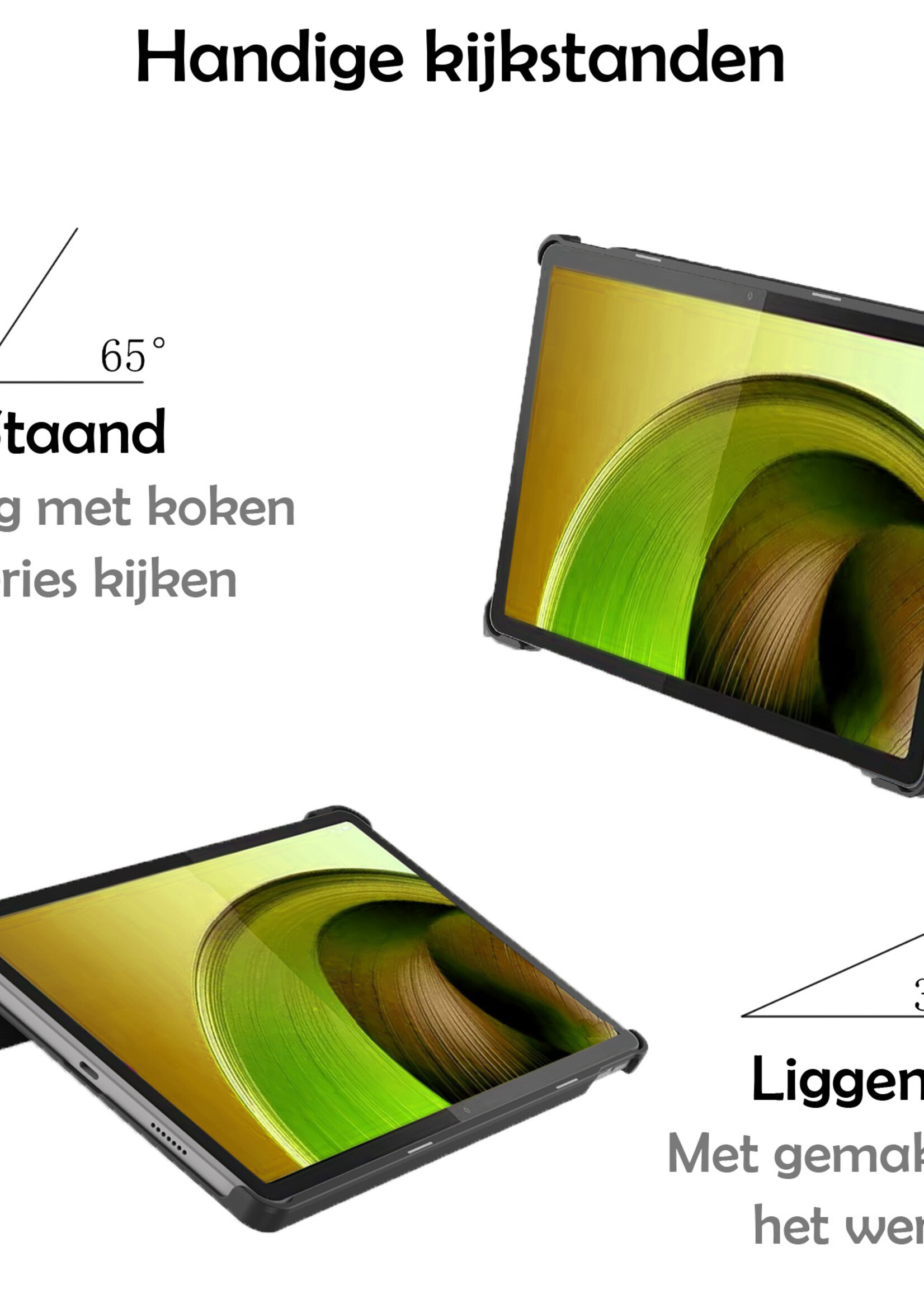 LUQ Hoes Geschikt voor Lenovo Tab M10 5G Hoes Luxe Hoesje Book Case Met Screenprotector - Hoesje Geschikt voor Lenovo Tab M10 5G Hoes Cover - Donkergroen