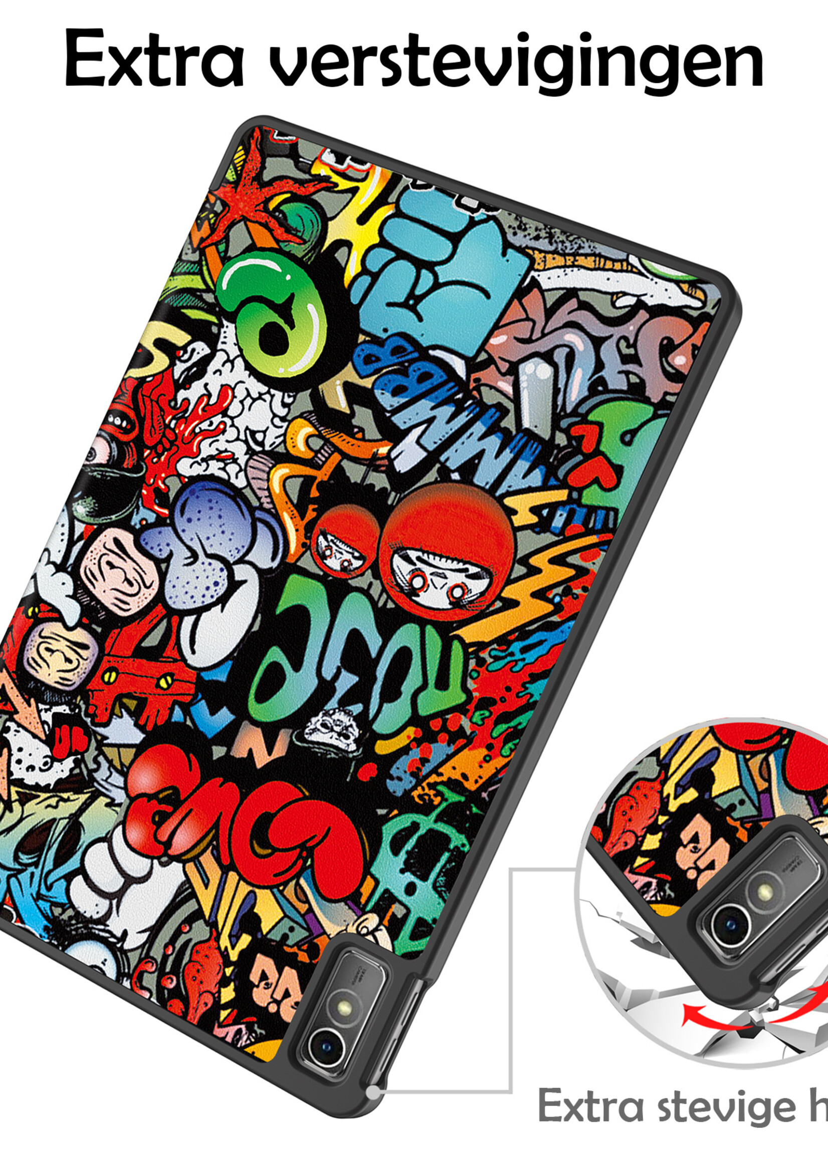 LUQ Hoes Geschikt voor Lenovo Tab M10 5G Hoes Luxe Hoesje Book Case Met Screenprotector - Hoesje Geschikt voor Lenovo Tab M10 5G Hoes Cover - Graffity
