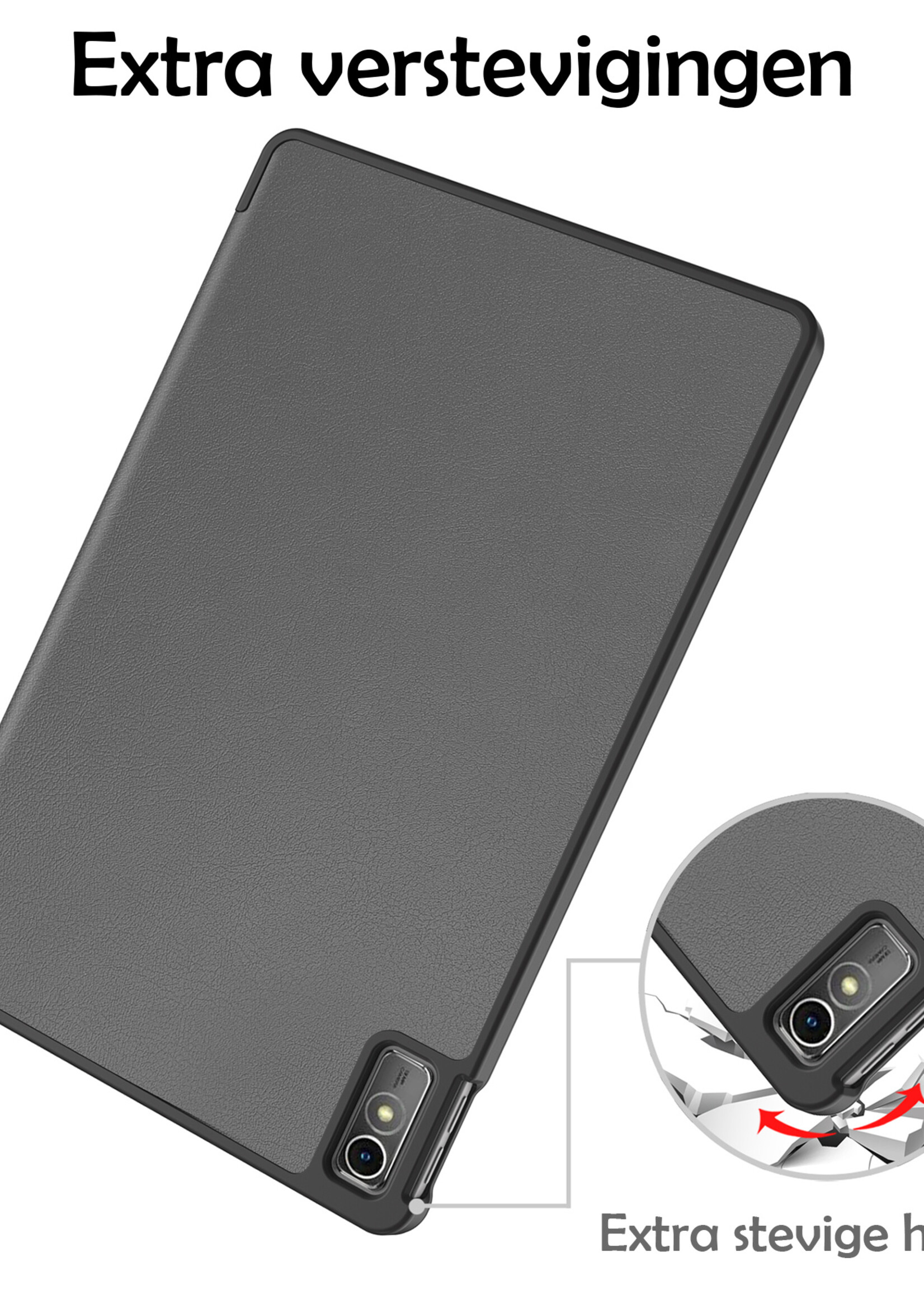 LUQ Hoes Geschikt voor Lenovo Tab M10 5G Hoes Luxe Hoesje Book Case Met Screenprotector - Hoesje Geschikt voor Lenovo Tab M10 5G Hoes Cover - Grijs