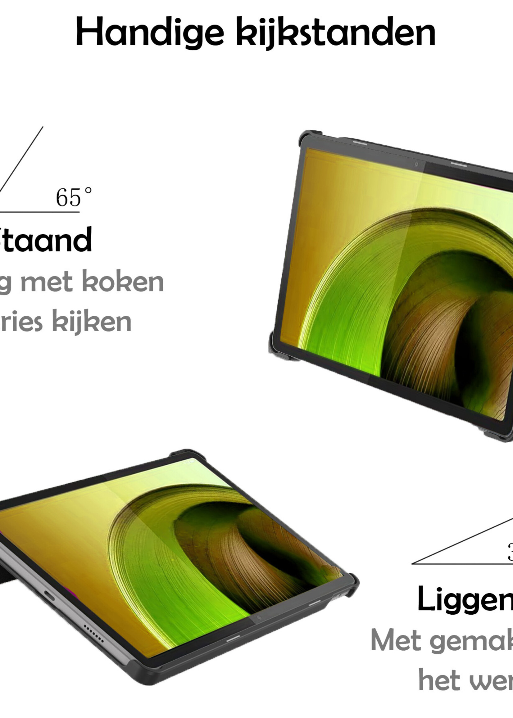 LUQ Hoes Geschikt voor Lenovo Tab M10 5G Hoes Luxe Hoesje Book Case Met Screenprotector - Hoesje Geschikt voor Lenovo Tab M10 5G Hoes Cover - Rood